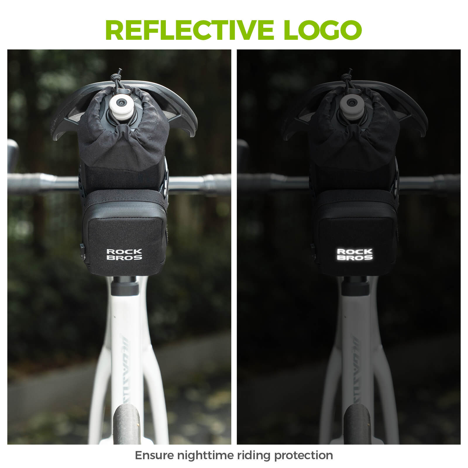 rockbros 2-in-1 black saddle bag with built-in bottle cage, 1.5 l waterproof pu shell and reflective trim
