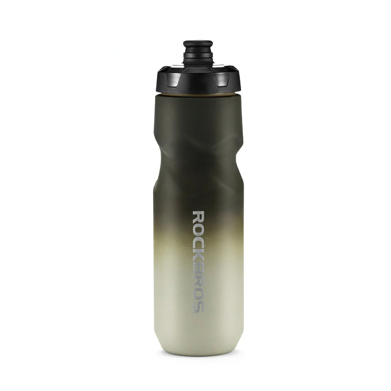 ROCKBROS lightweight bike bottle with pull-top lid, available in 600ml and 750ml sizes, designed for easy hydration during cycling. #Color_Gradient Gray White (750ml)