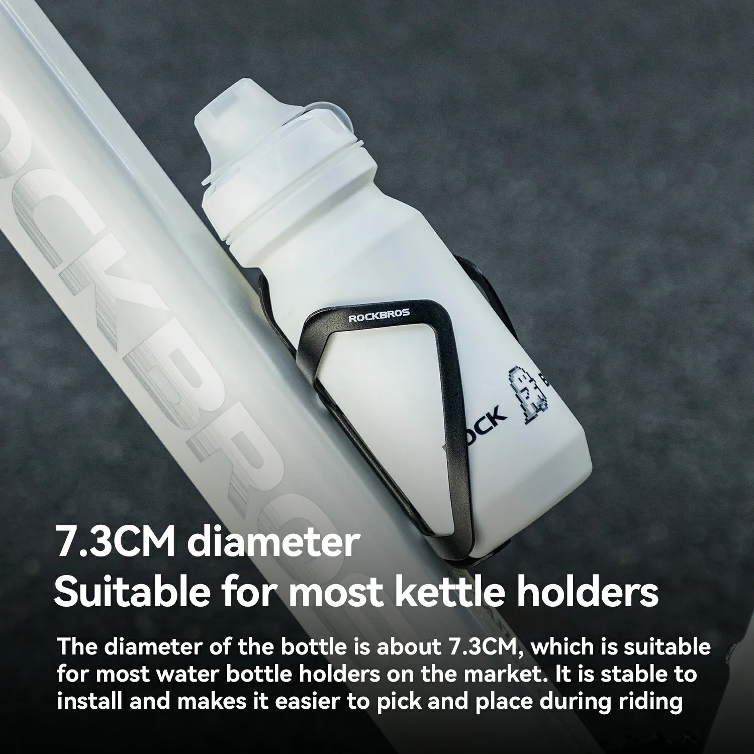 ROCKBROS lightweight bike bottle with pull-top lid, available in 600ml and 750ml sizes, designed for easy hydration during cycling. #Color_White