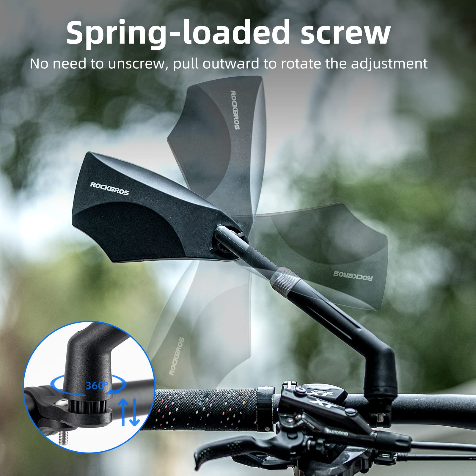 ROCKBROS 360¡ã Adjustable Handlebar Bike Mirror with Anti-Glare Glass - ROCKBROS