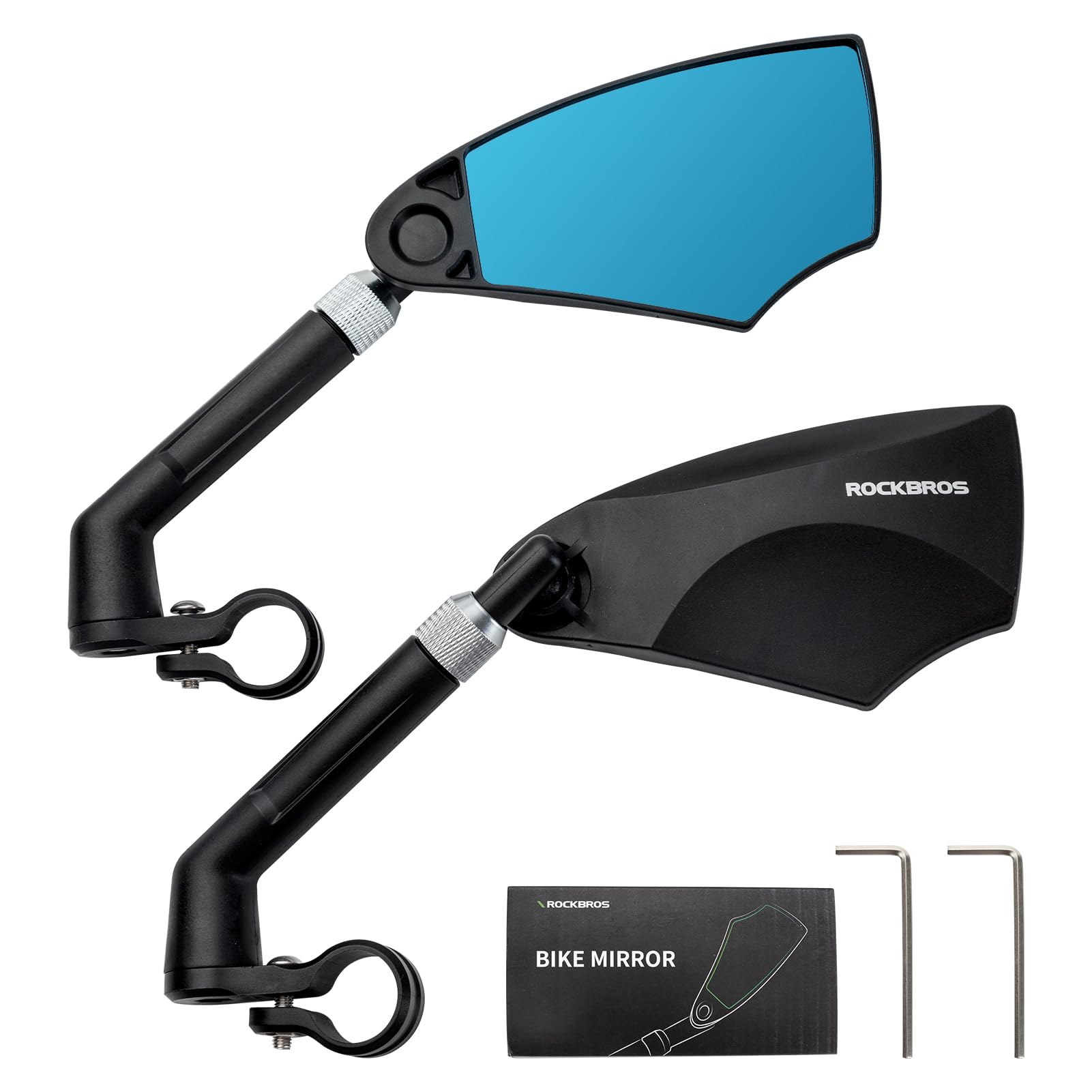 rockbros black aluminium handlebar mirror with hd anti-glare glass #Style_left and right