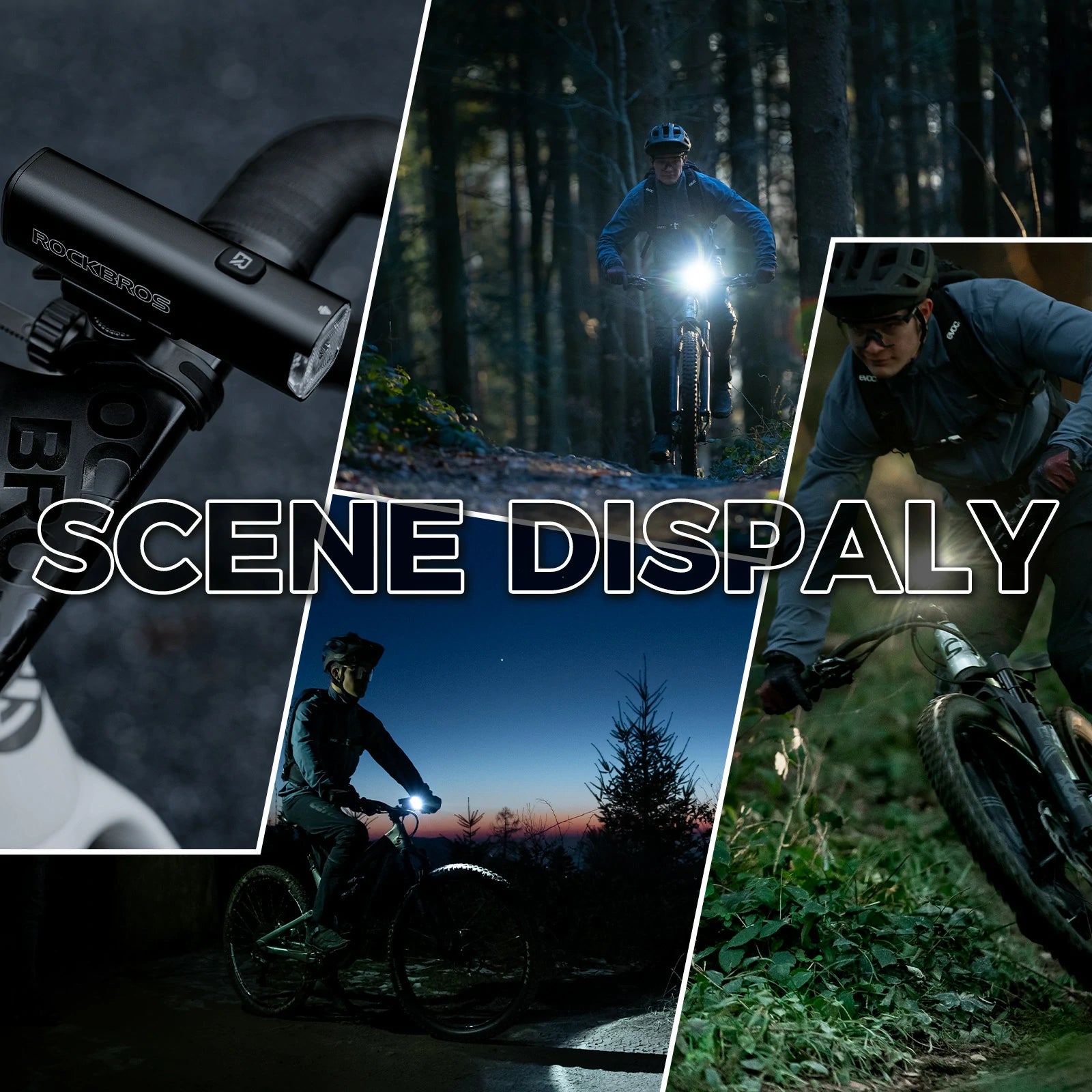 rockbros bike headlight 1200lm 5000mah type-c rechargeable front light for cycling