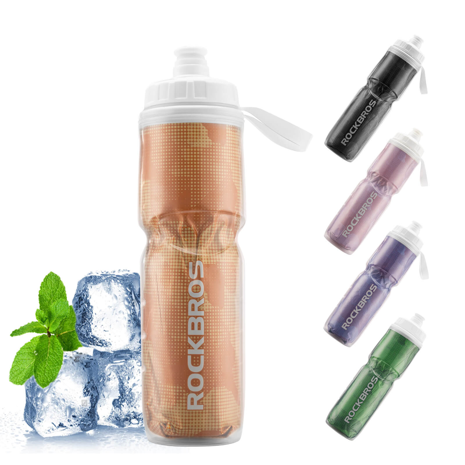 rockbros 670 ml double-wall insulated cycling bottle #Color_Orange
