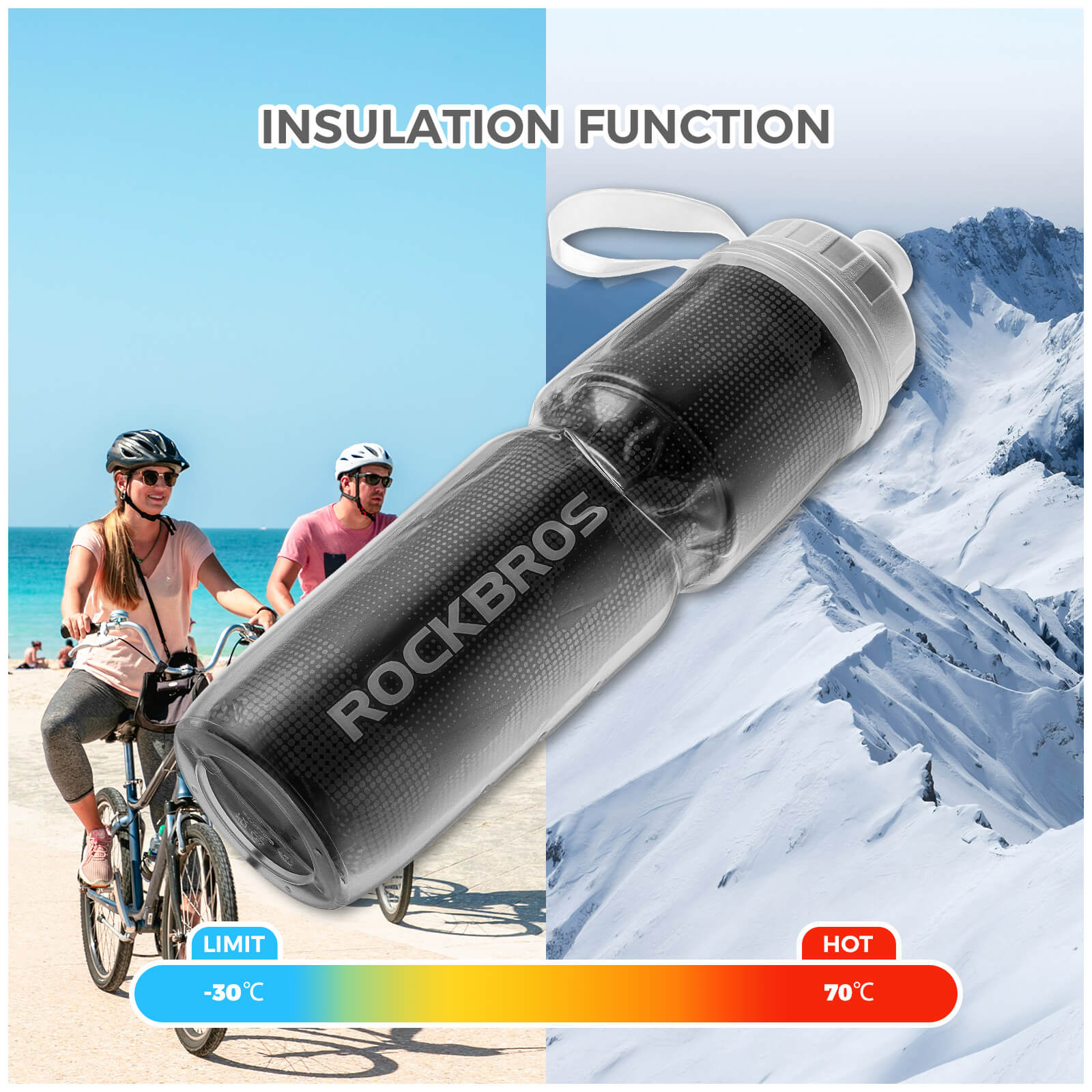 rockbros 670 ml double-wall insulated cycling bottle 