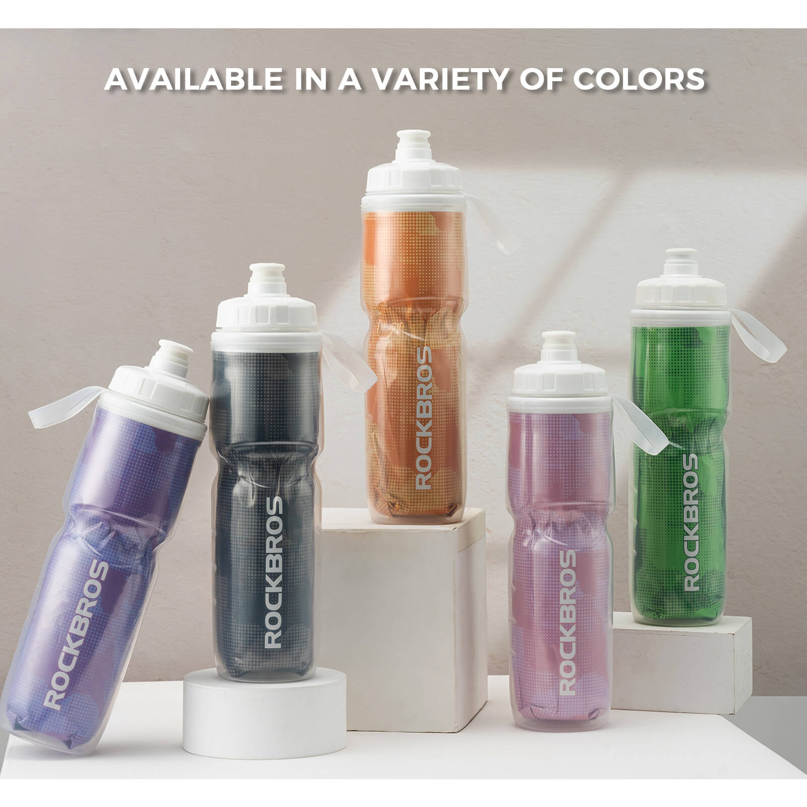 rockbros 670 ml double-wall insulated cycling bottle 