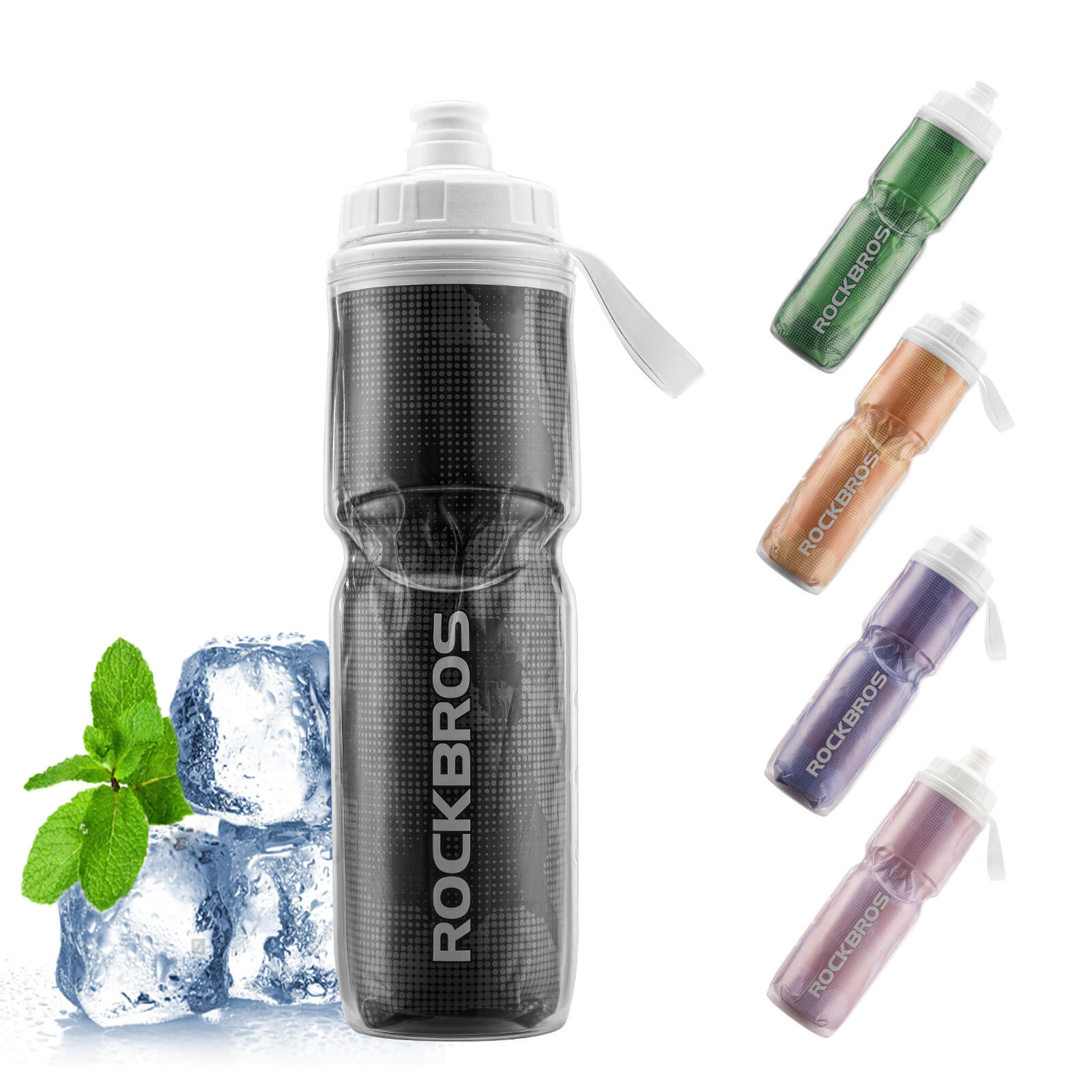 rockbros 670 ml double-wall insulated cycling bottle #Color_Black
