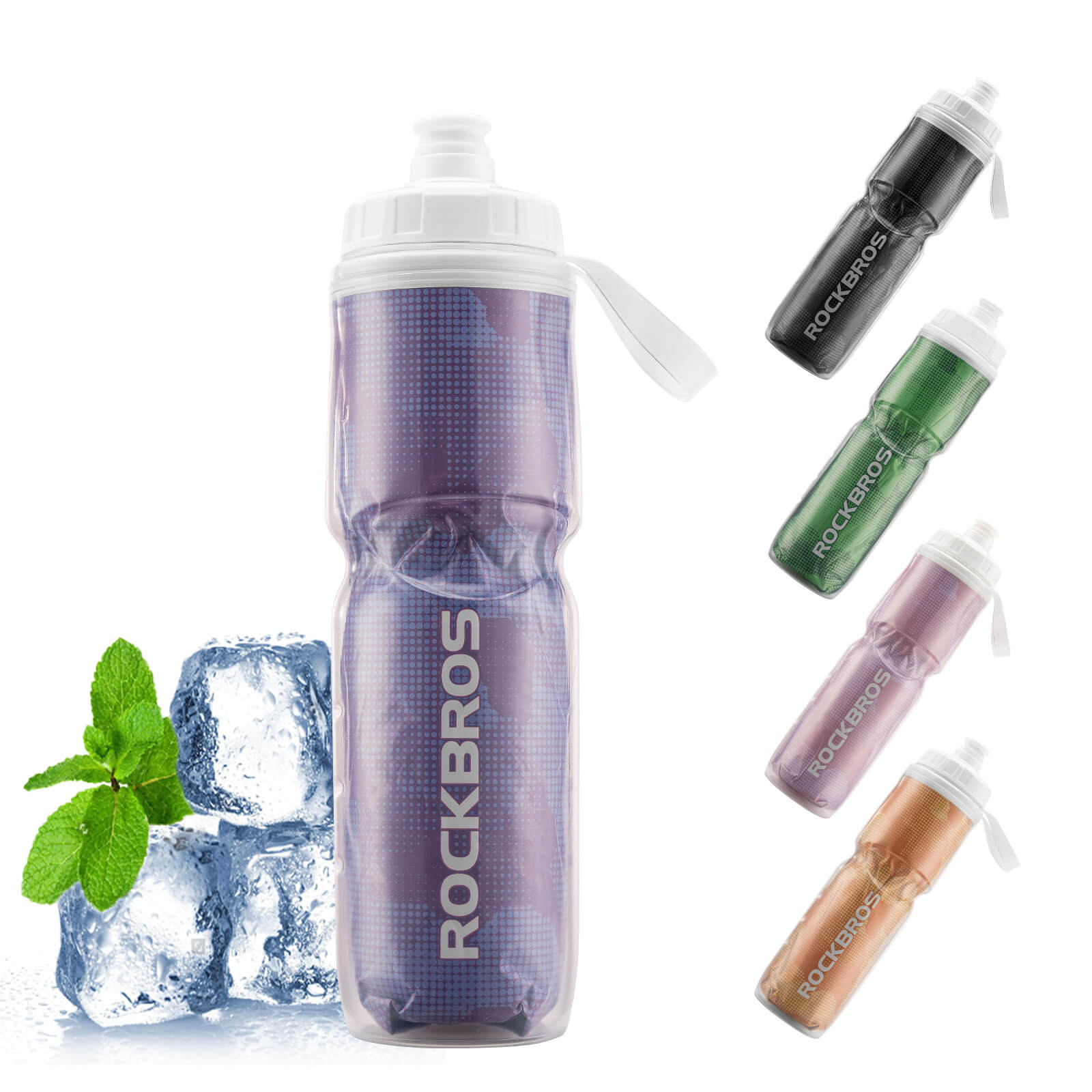 rockbros 670 ml double-wall insulated cycling bottle #Color_Purple