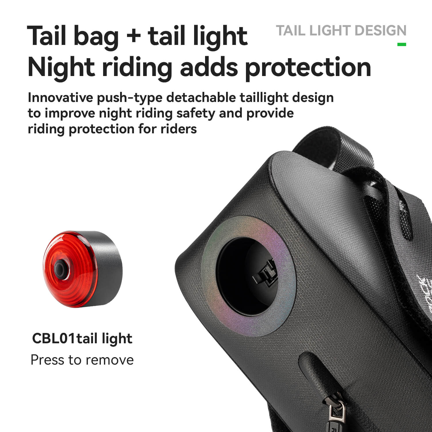 ROCKBROS Bike Saddle Bag Waterproof with Brake Sensor Tail Light - AS-078-1