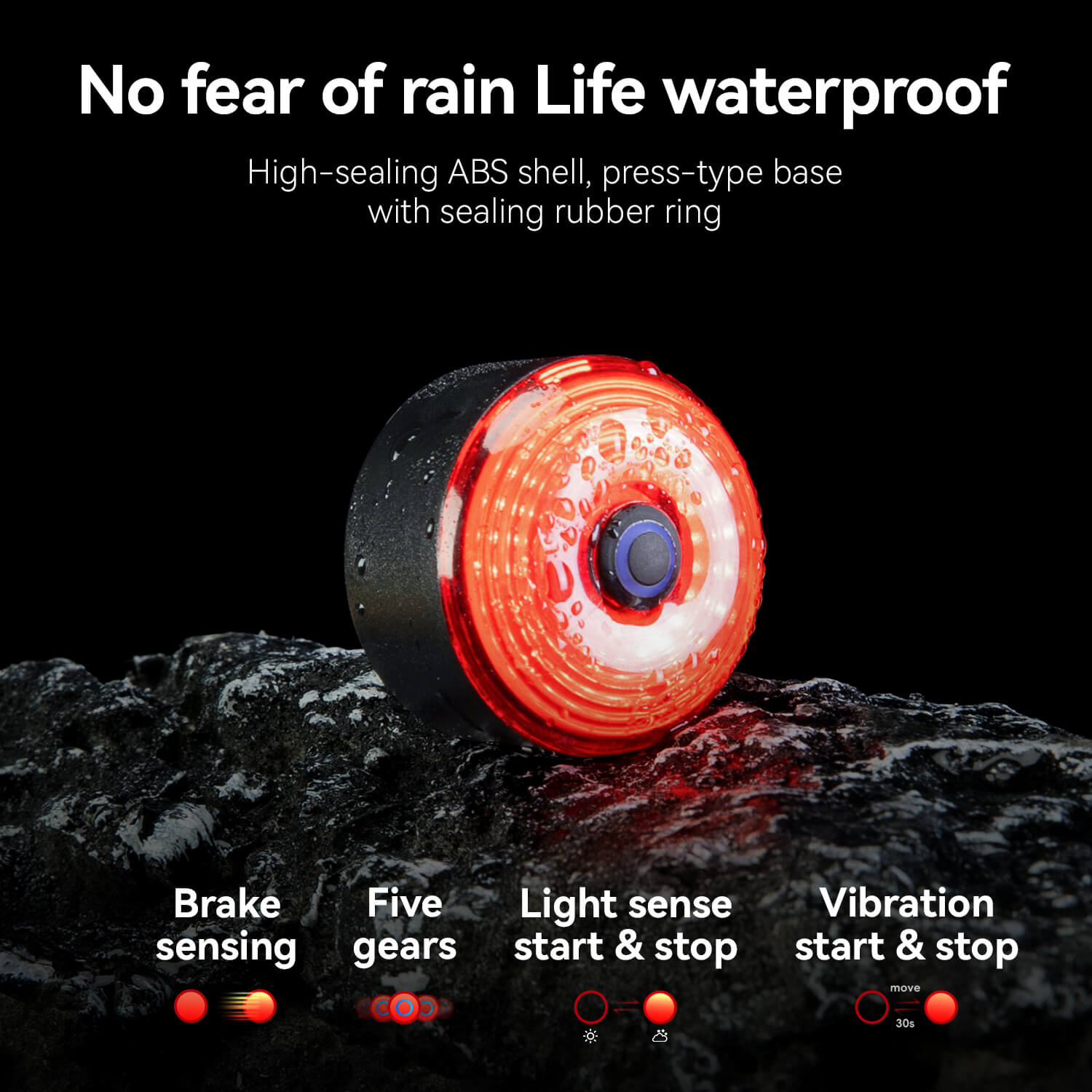 ROCKBROS Bike Saddle Bag Waterproof with Brake Sensor Tail Light - AS-078-1