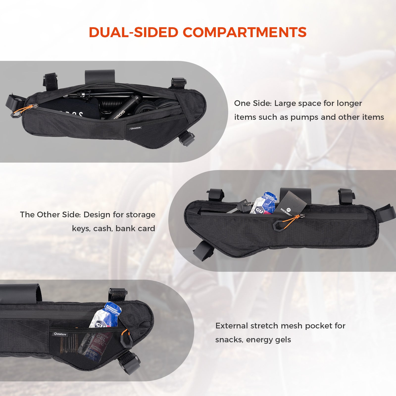 lightweight bicycle frame bag for mountain and road bikes