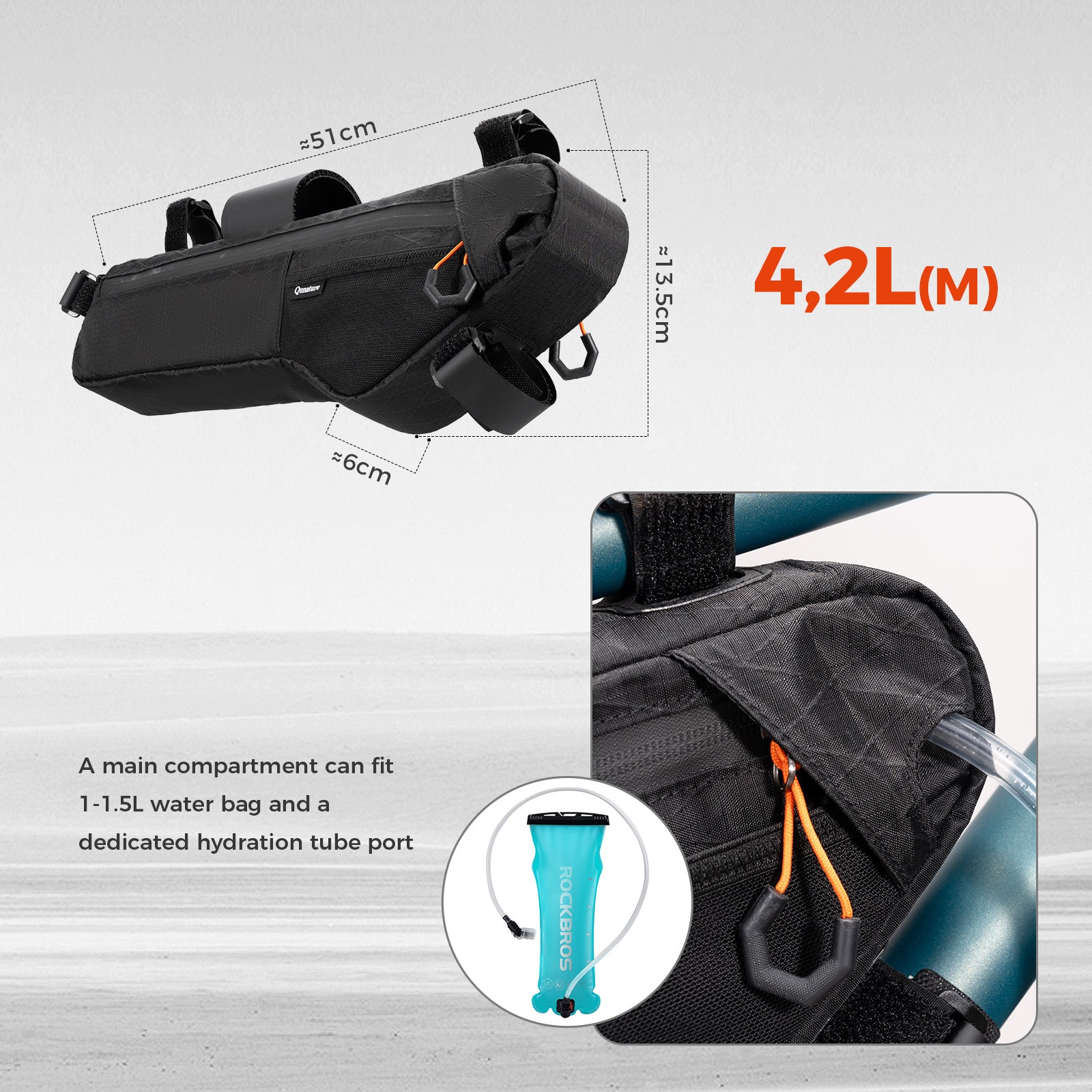 lightweight bicycle frame bag for mountain and road bikes