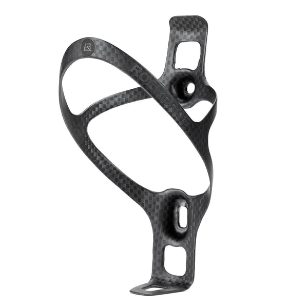Lightweight ROCKBROS carbon fibre water bottle cages, designed for a secure hold and sleek fit on road and mountain bikes.