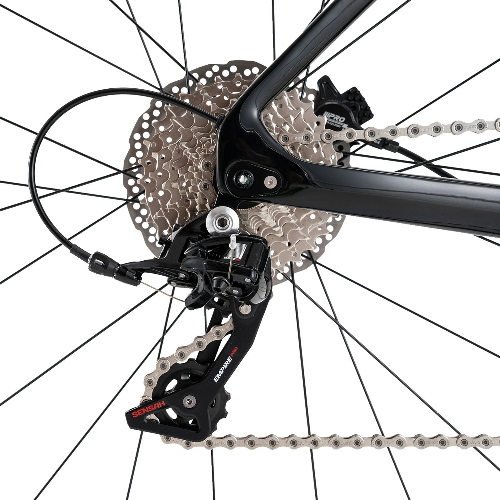 Rockbros carbon road bike in deep black with disc brakes and integrated carbon handlebar#COLOR_Shiny Black