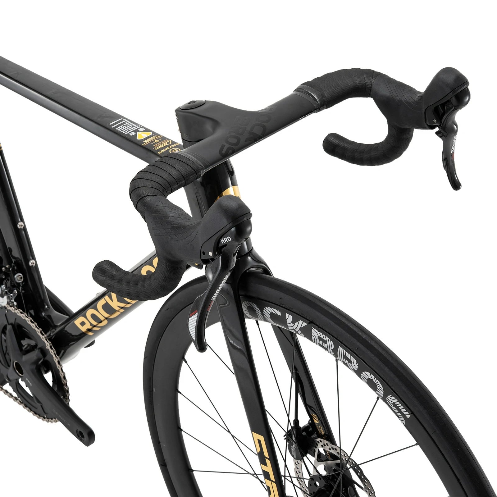 Rockbros carbon road bike in deep black with disc brakes and integrated carbon handlebar#COLOR_Shiny Black