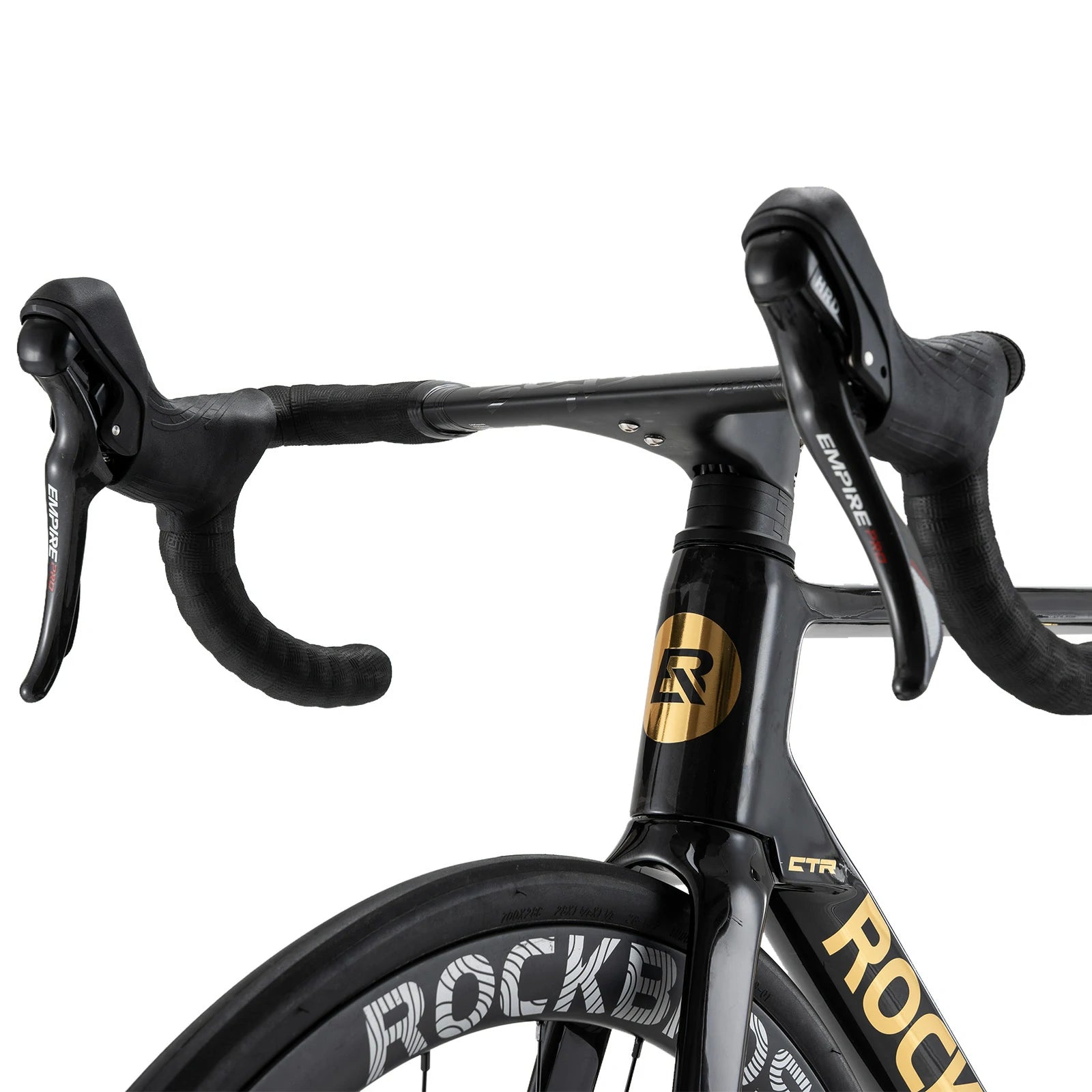 Rockbros carbon road bike in deep black with disc brakes and integrated carbon handlebar#COLOR_Shiny Black