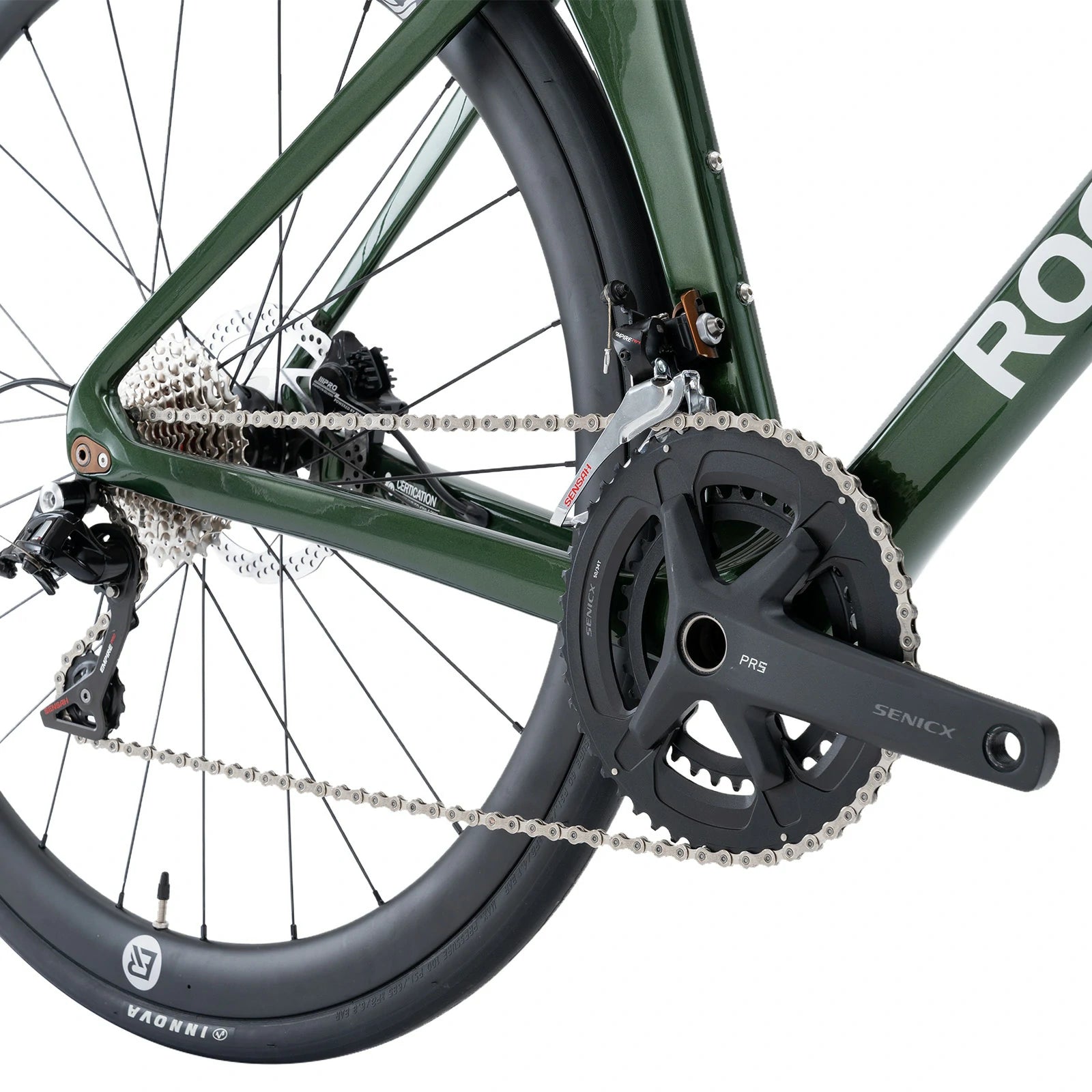 Rockbros carbon road bike in deep black with disc brakes and integrated carbon handlebar#COLOR_Dark Green