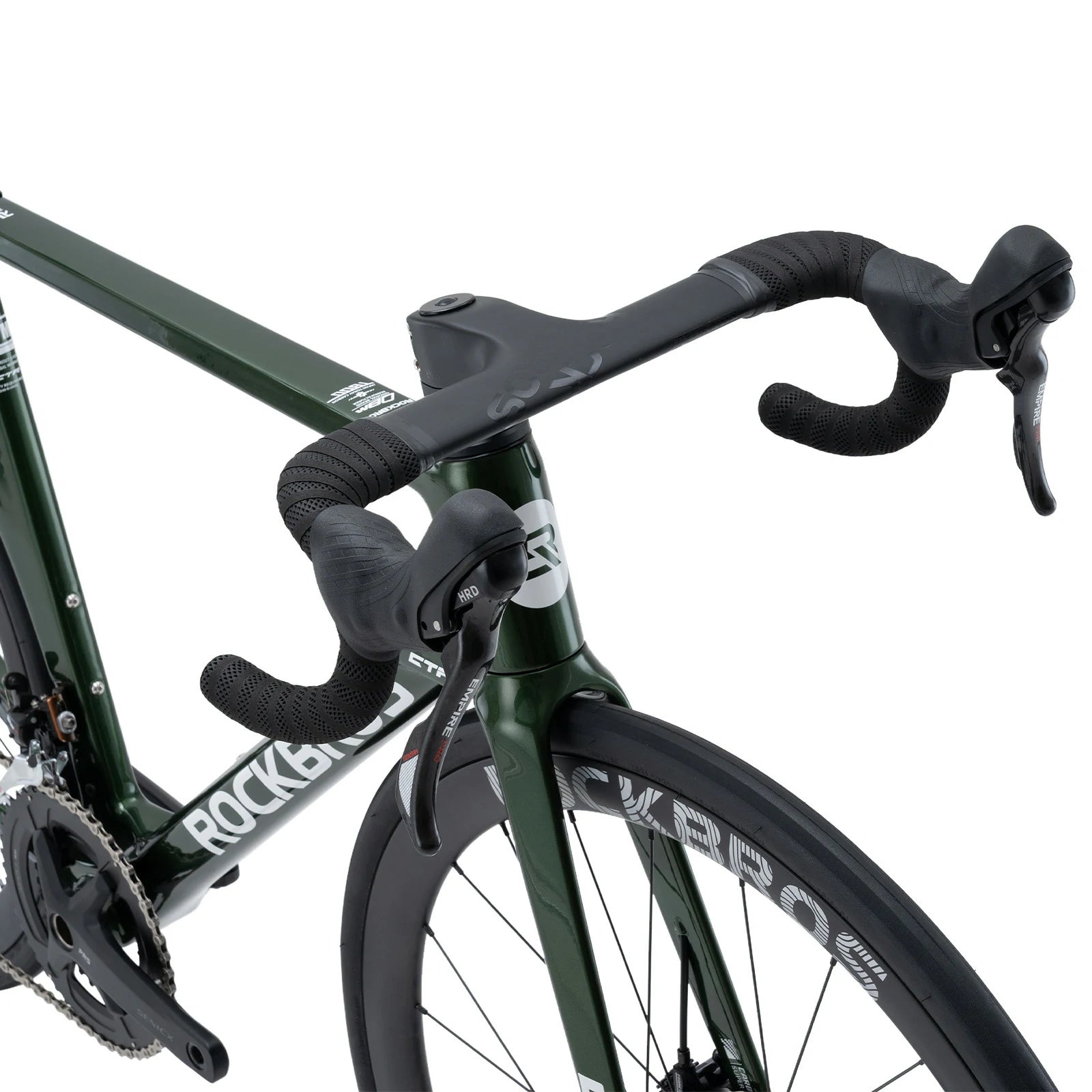 Rockbros carbon road bike in deep black with disc brakes and integrated carbon handlebar#COLOR_Dark Green