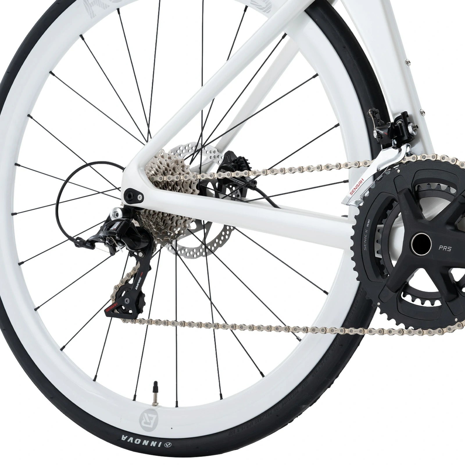 Rockbros carbon road bike in deep black with disc brakes and integrated carbon handlebar#COLOR_White