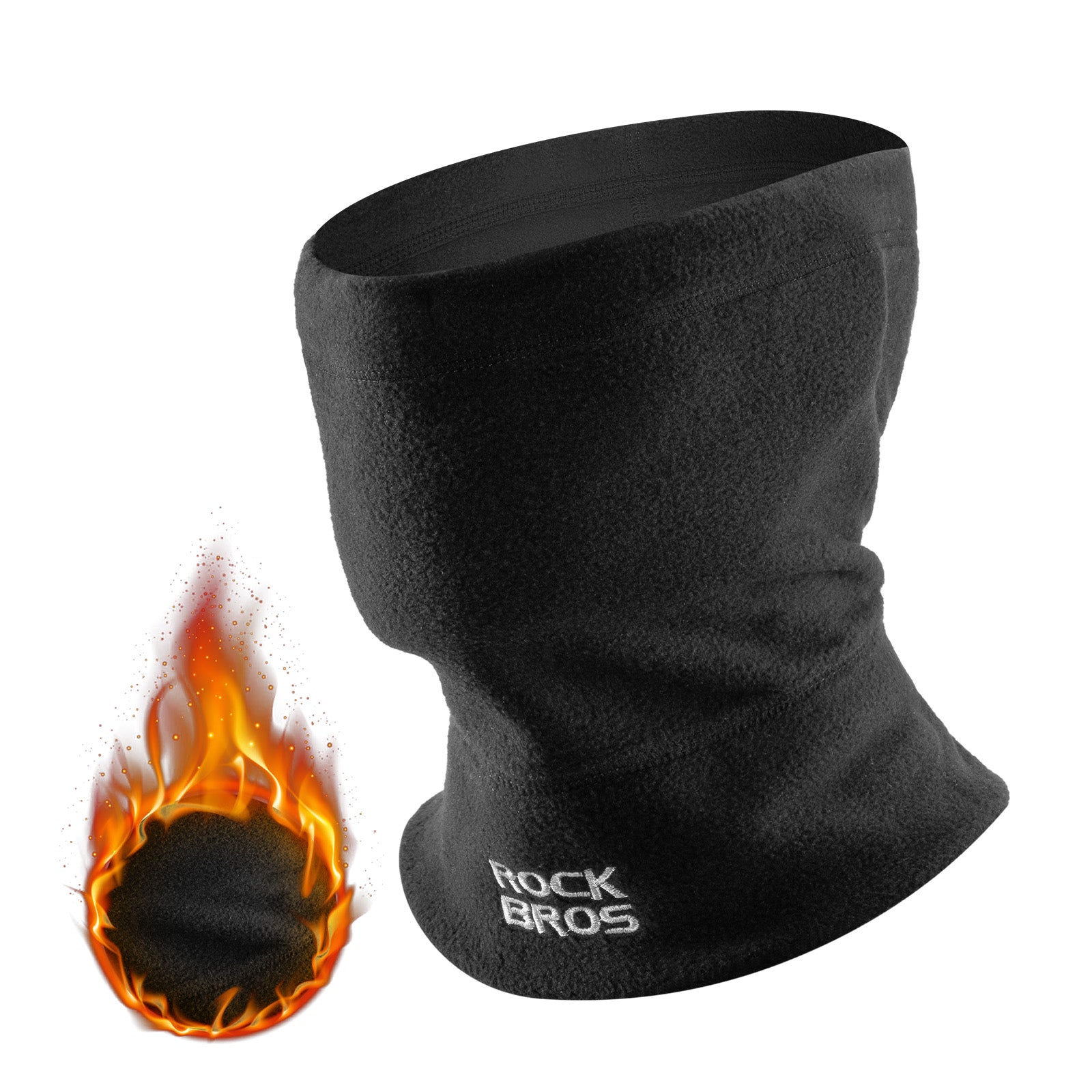 rockbros thermal fleece balaclava in black, windproof and breathable #Color_Back