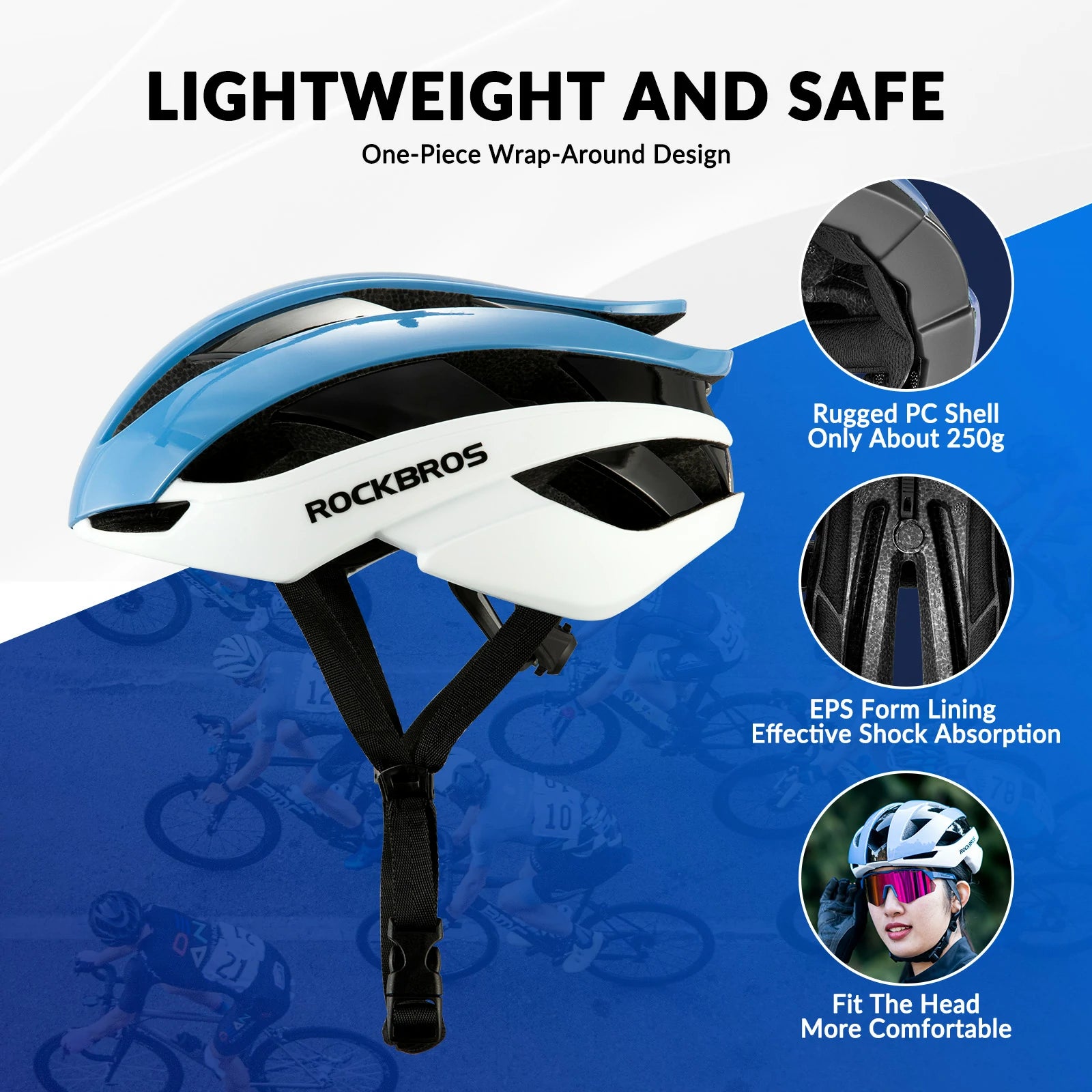 Sky blue adult cycling helmet for road and commuting rides#color_Sky blue