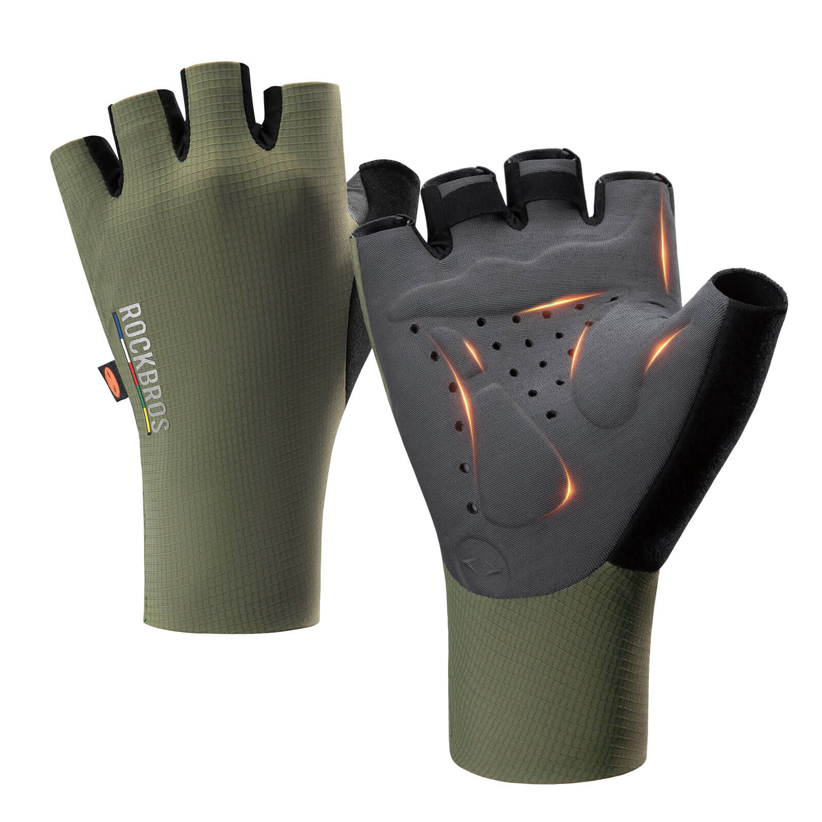 black rockbros half-finger cycling gloves with elastic interface padding and tls006 model label