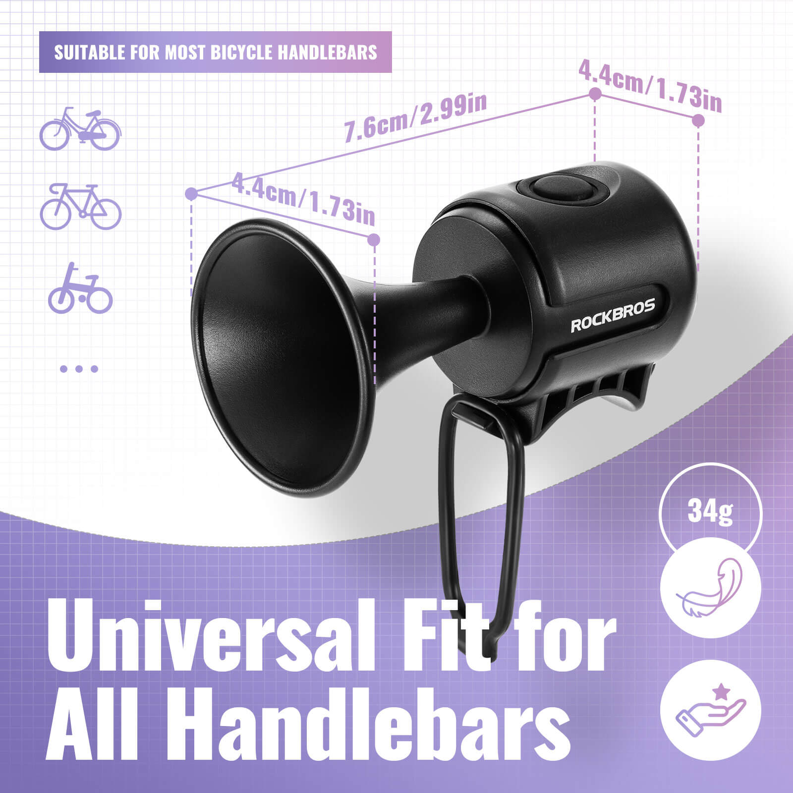 rockbros electric bicycle bells with ipx4 waterproof design for safe cycling