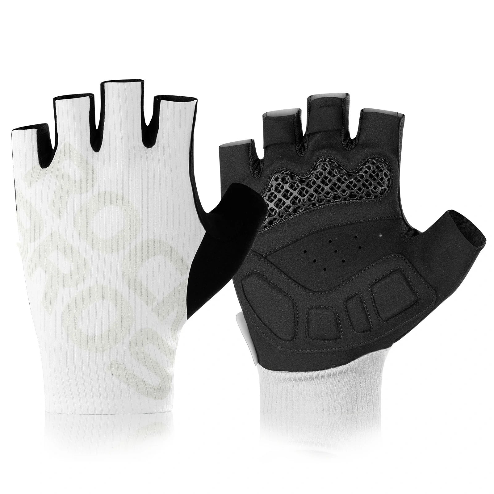 ROCKBROS fingerless cycling gloves with breathable design and padded palm#color_white