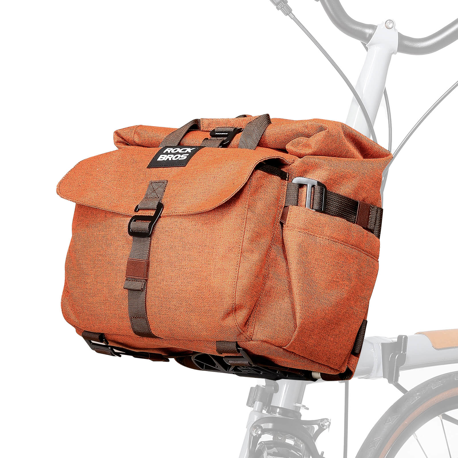rockbros folding bike handlebar bag and backpack h46 convertible commuter storage solution #Color_Orange