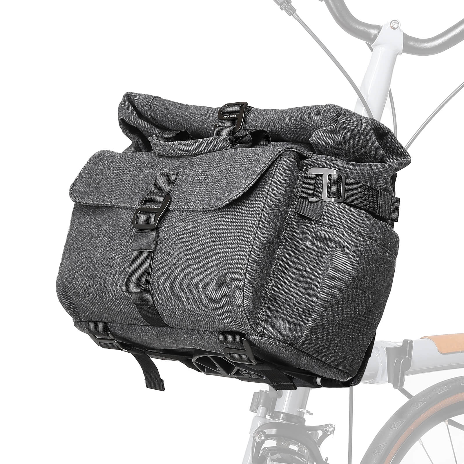 rockbros folding bike handlebar bag and backpack h46 convertible commuter storage solution #Color_Black