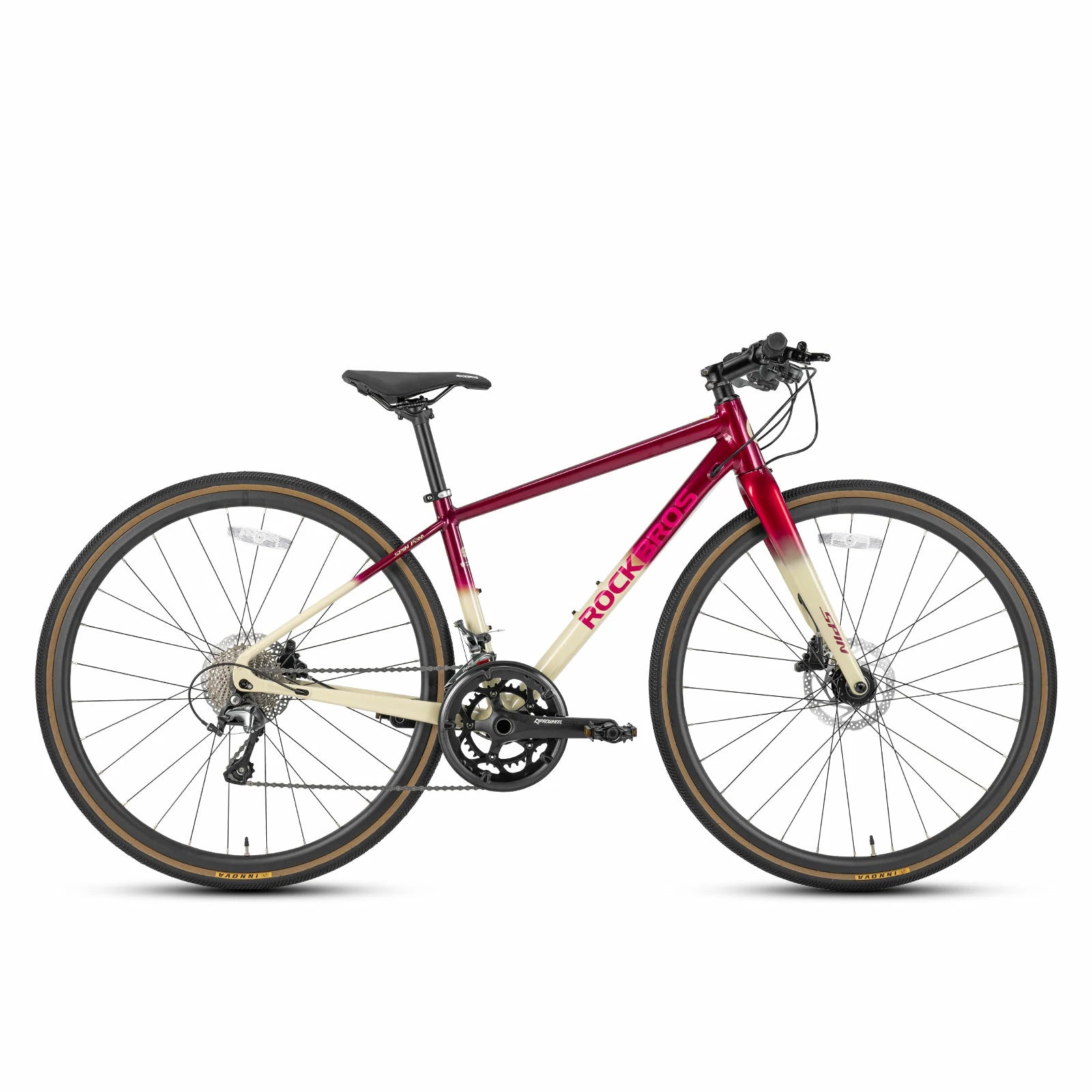 Rockbros flat bar road bike in bronze with aluminium frame and carbon fork#color_Bronze