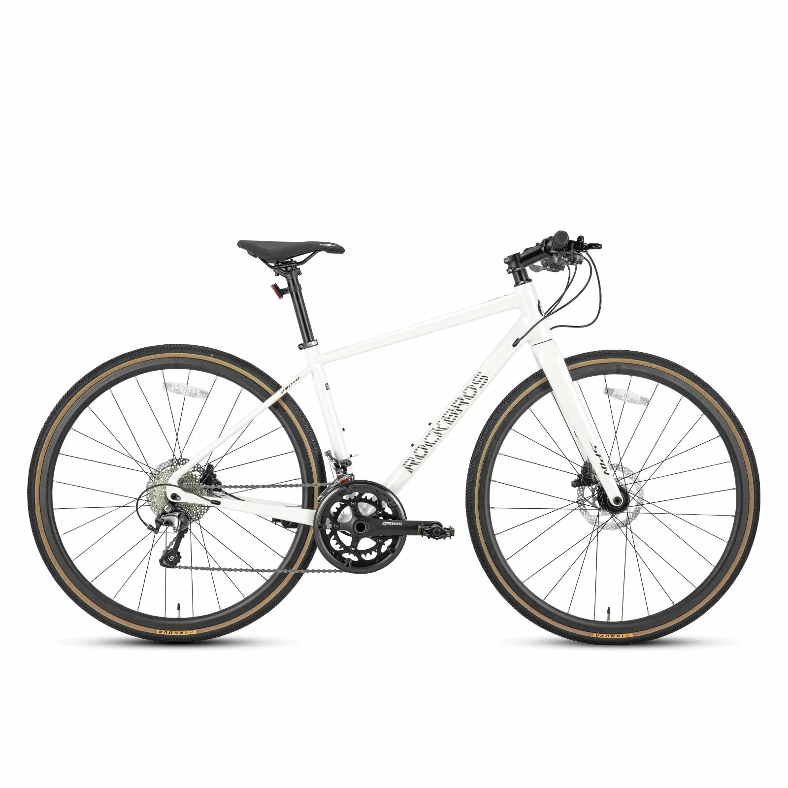 Rockbros flat bar road bike in bronze with aluminium frame and carbon fork#color_White