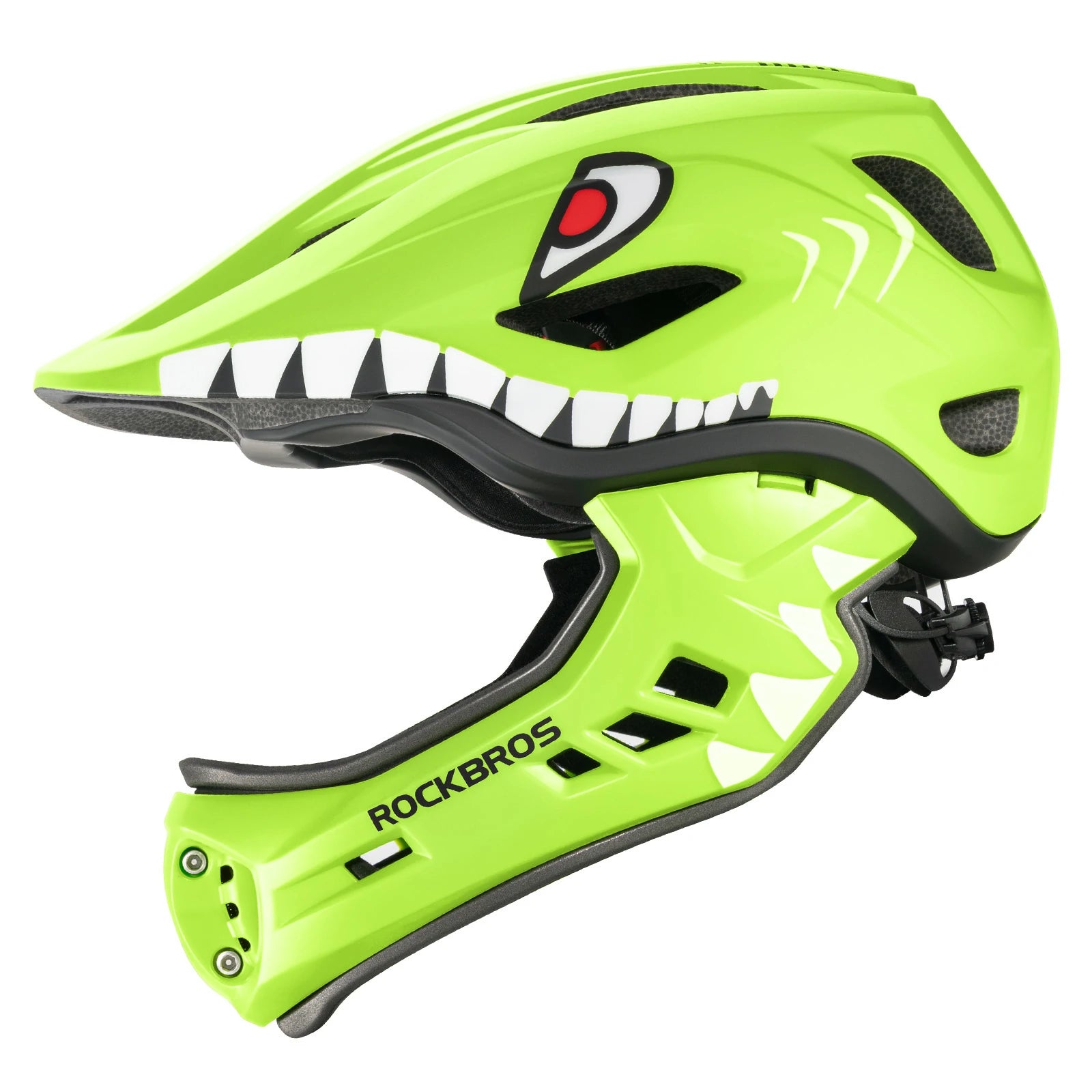 Lemon green rockbros kids full face helmet with detachable chin guard for safe cycling and outdoor sports#Color_Lemon Green