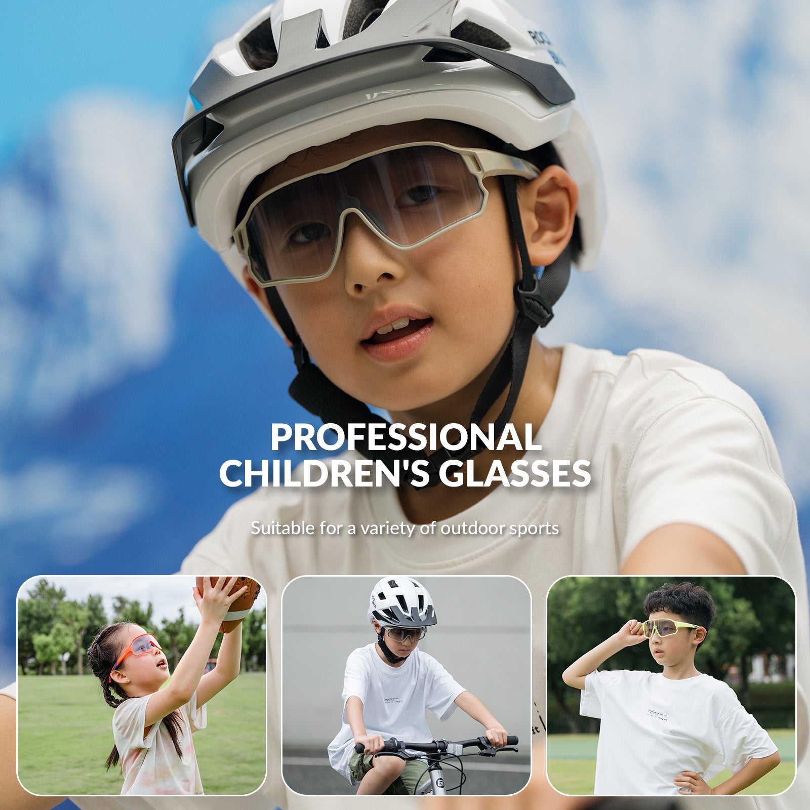 ROCKBROS Kids Photochromic Cycling Glasses UV400 Protection with TR90 Frame
