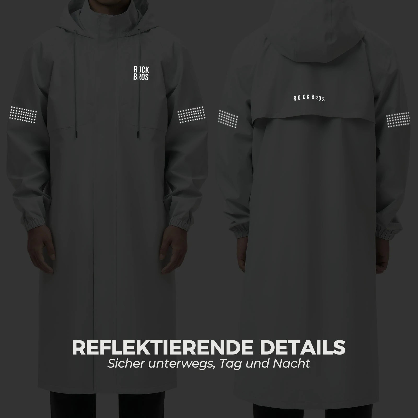 rockbros hooded long rain poncho