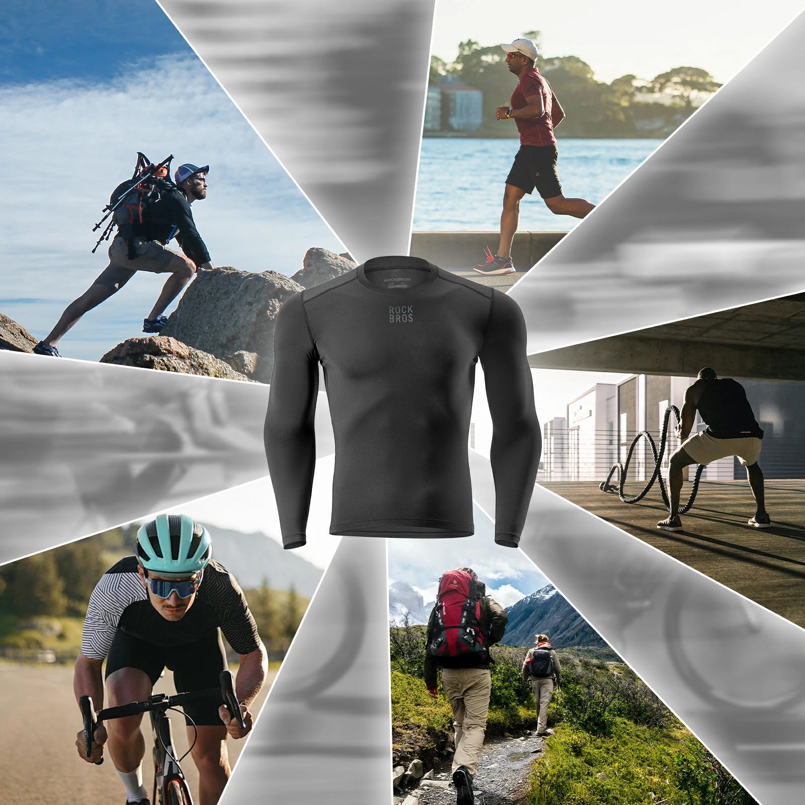 rockbros men’s long-sleeve cycling base layer in black