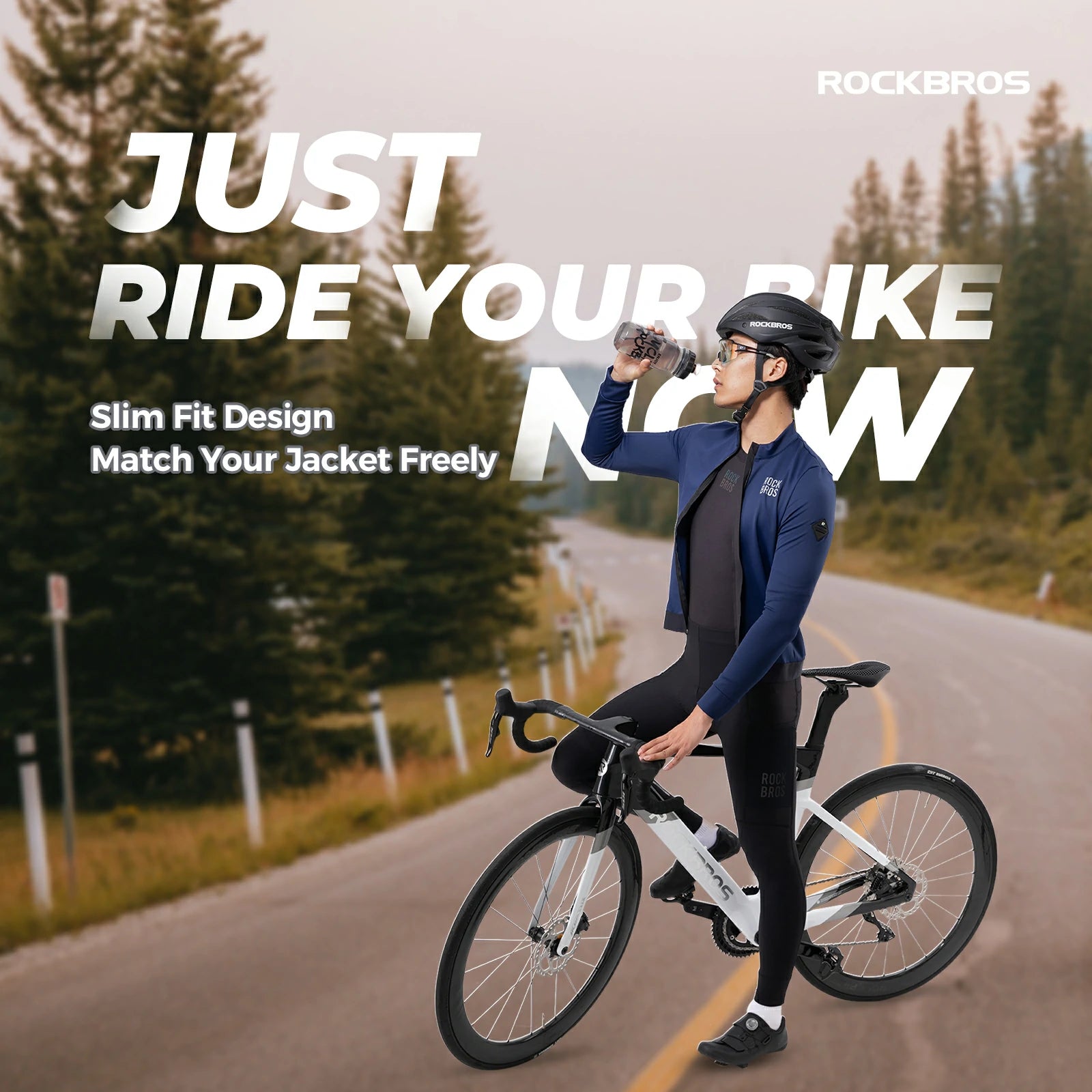 rockbros men’s long-sleeve cycling base layer in black