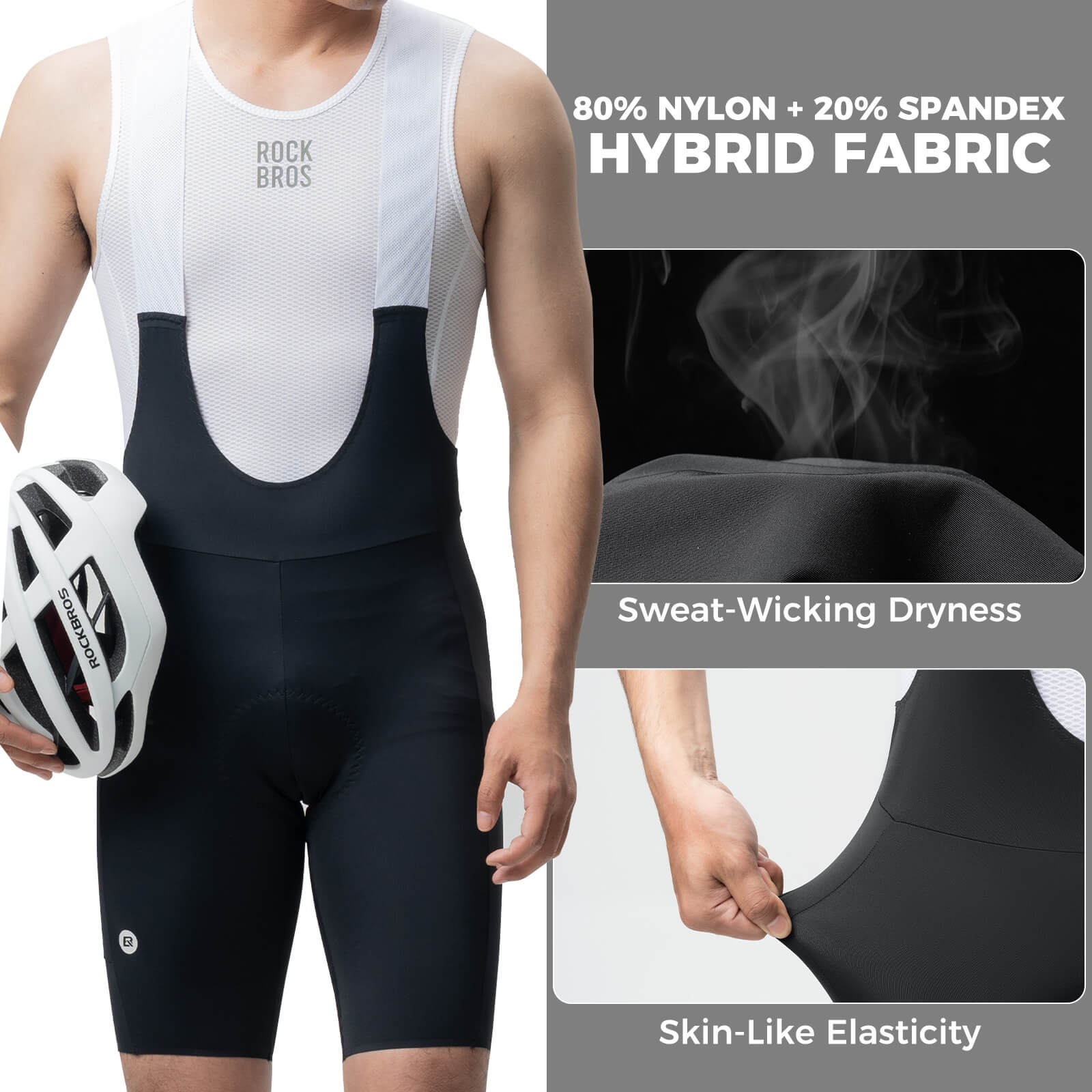 rockbros lightweight breathable summer men's cycling bib shorts for road and mtb