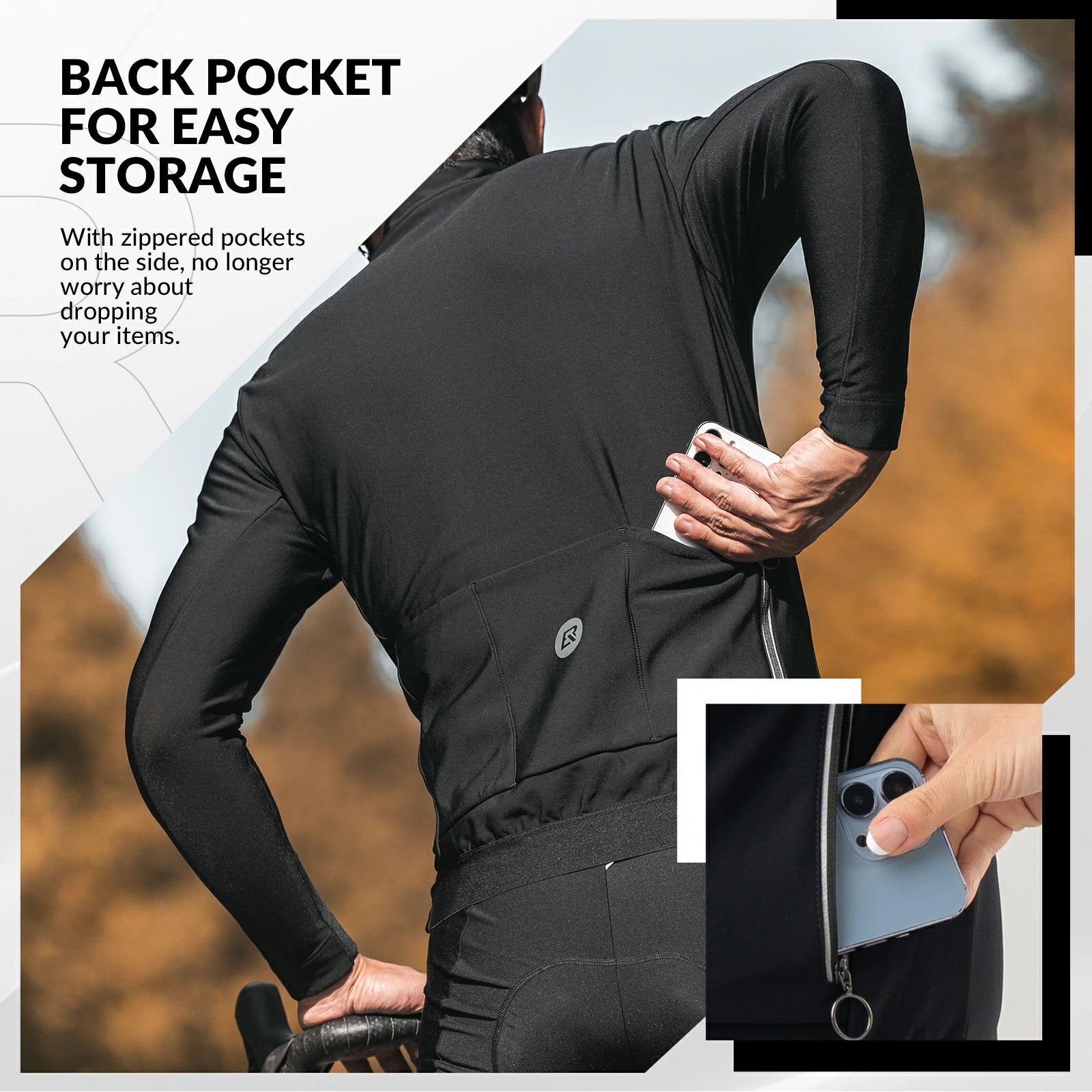 rockbros men’s long-sleeve winter cycling jersey