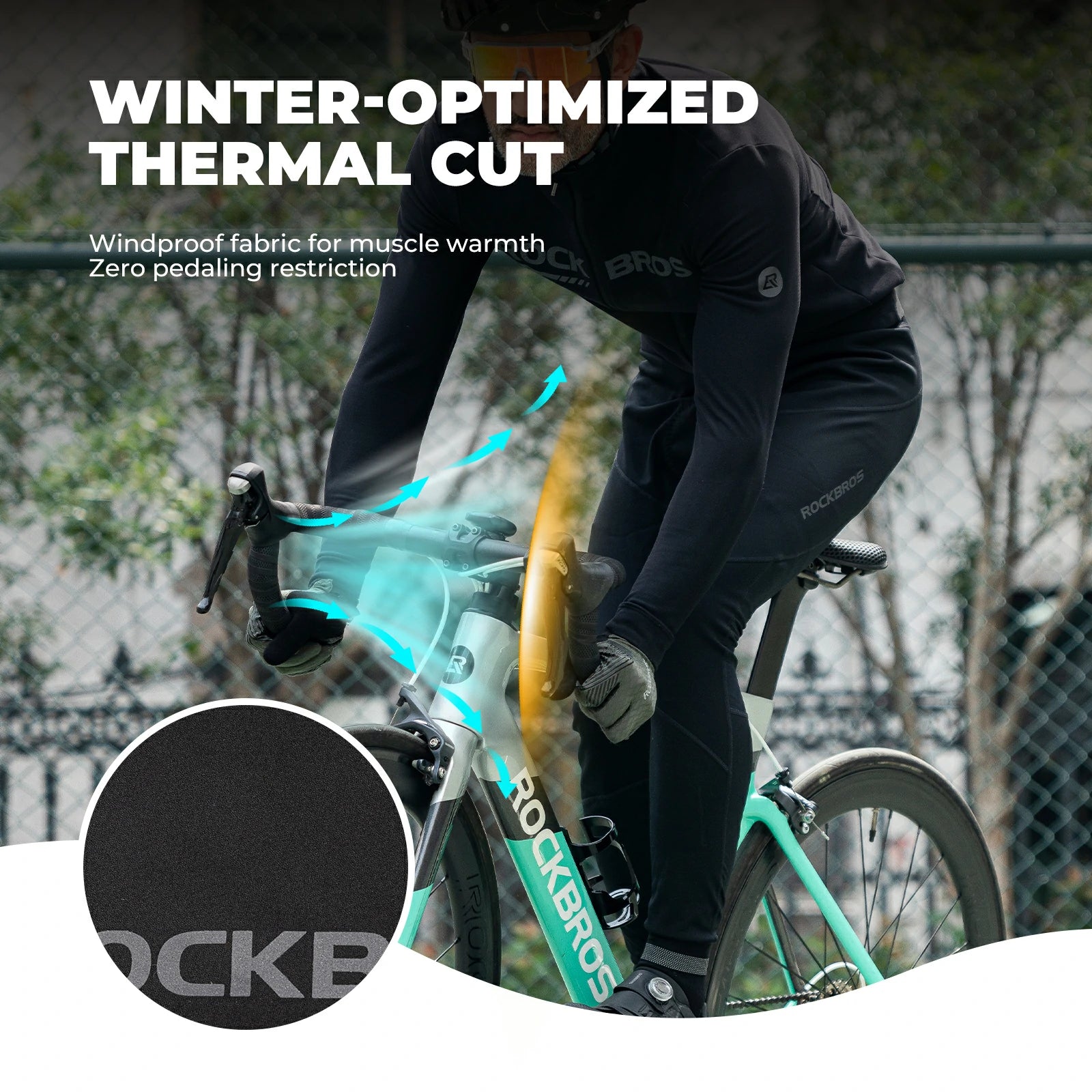rockbros men’s winter cycling trousers in black
