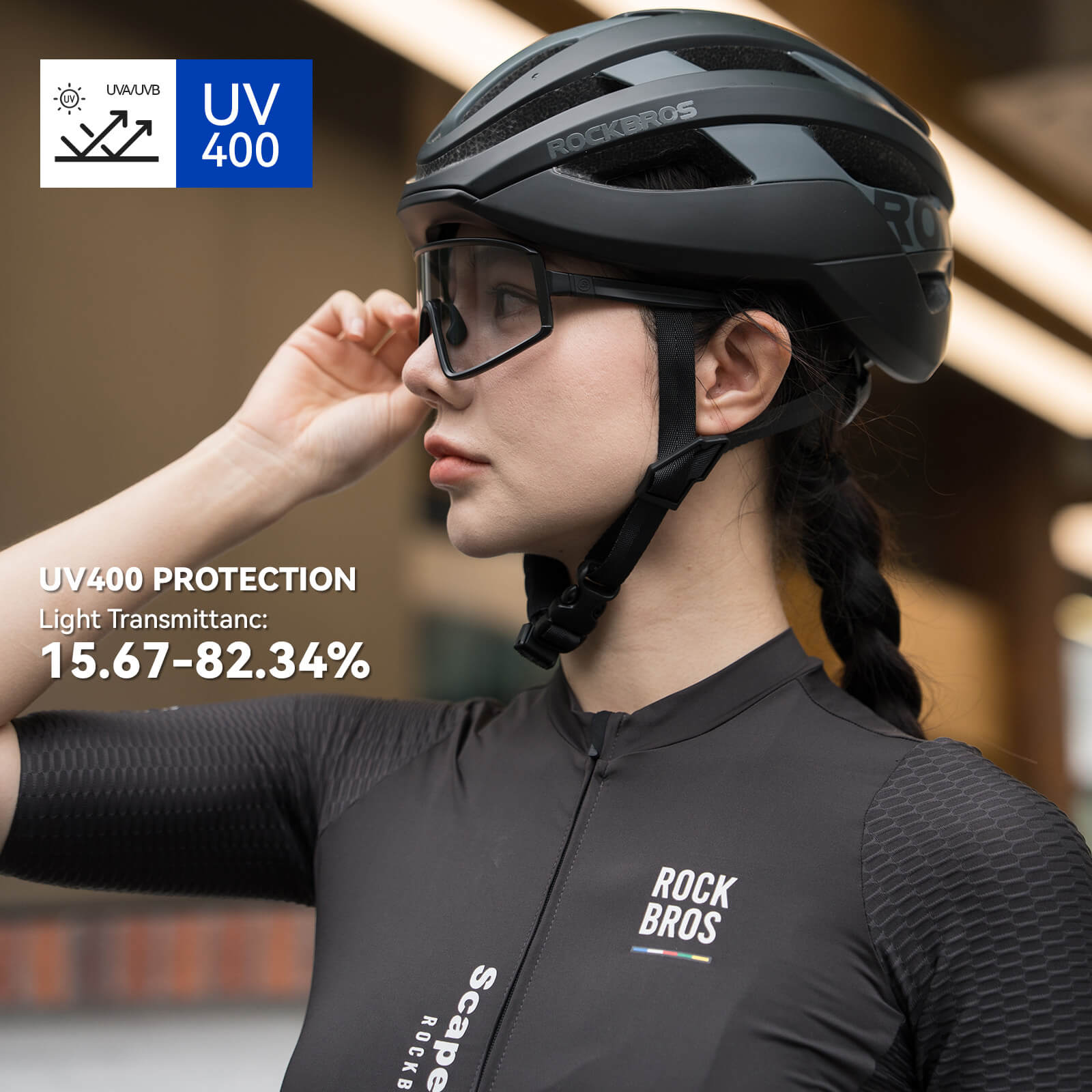 rockbros photochromic cycling sunglasses with antifog lenses and uv400 protection #Color_Black (Anti-fog lens)