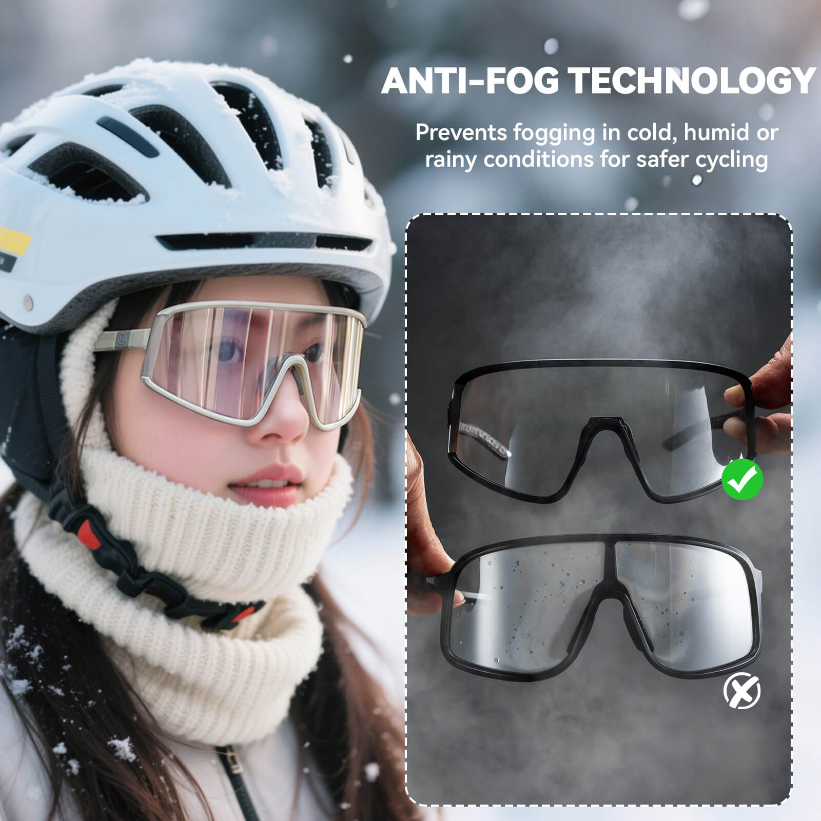 rockbros photochromic cycling sunglasses with antifog lenses and uv400 protection