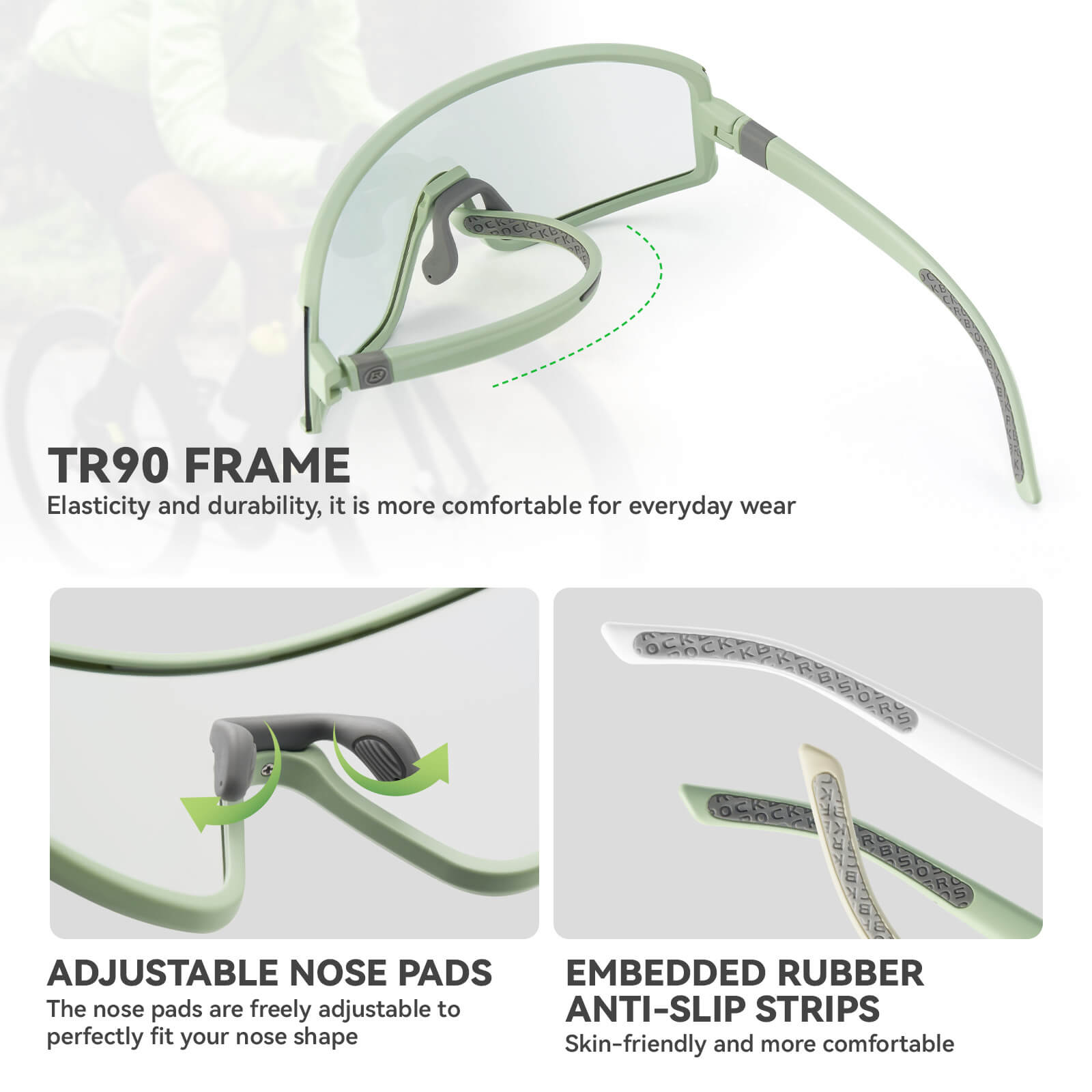 rockbros photochromic cycling sunglasses with antifog lenses and uv400 protection