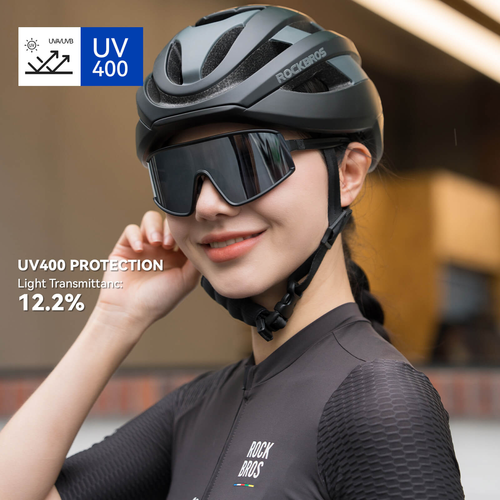 rockbros polarized cycling sunglasses with lenses and uv400 protection #Color_Black