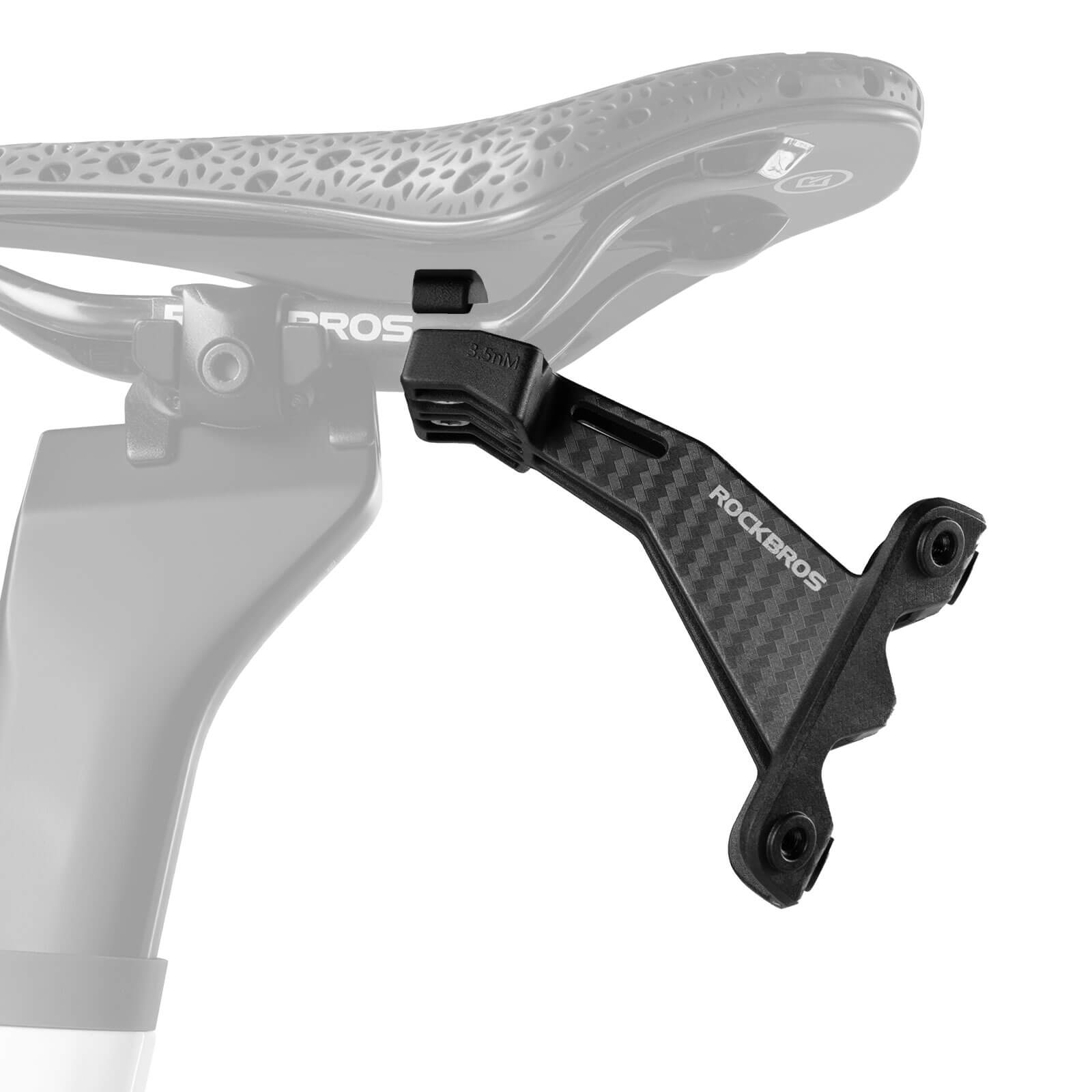 ROCKBROS rear saddle bottle cage mount, designed for triathlon and long-distance rides, allowing secure and accessible bottle placement behind the seat.