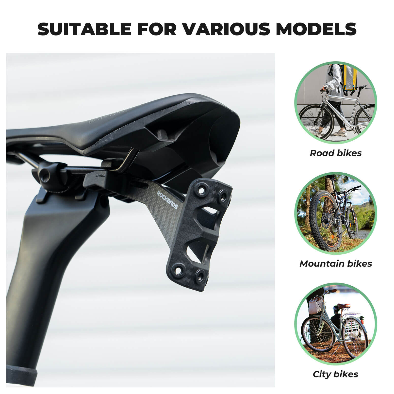 ROCKBROS rear saddle bottle cage mount, designed for triathlon and long-distance rides, allowing secure and accessible bottle placement behind the seat.