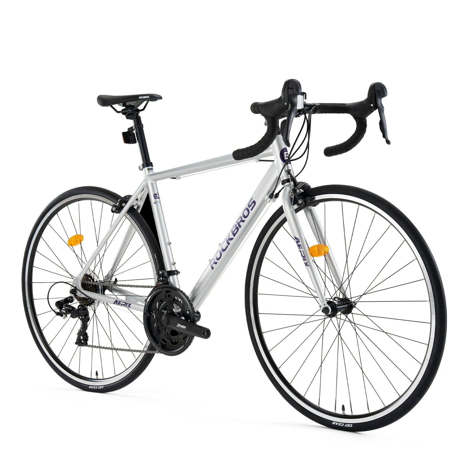 Rockbros 700C drop bar road bike in black with 2x8 speed drivetrain#color_silver