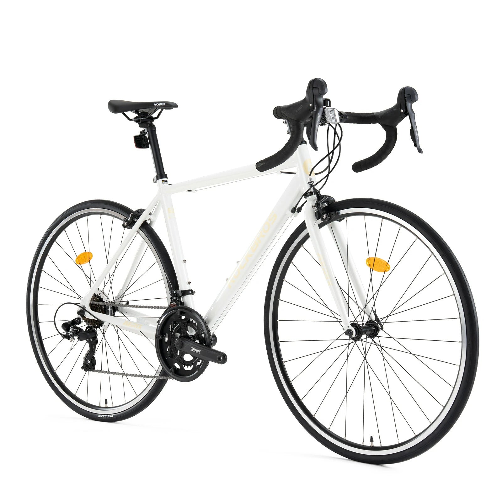 Rockbros 700C drop bar road bike in black with 2x8 speed drivetrain#color_white