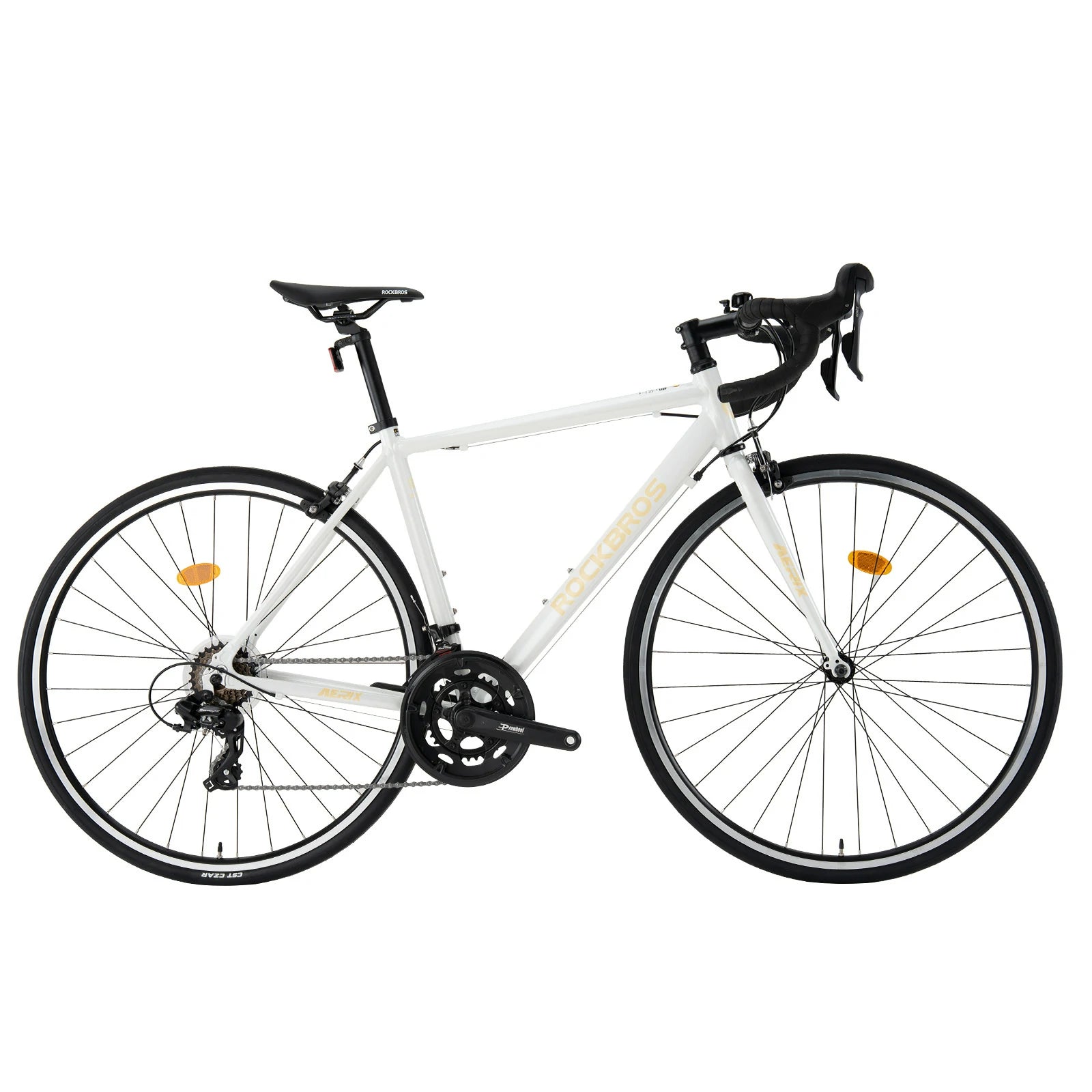 Rockbros 700C drop bar road bike in black with 2x8 speed drivetrain#color_white