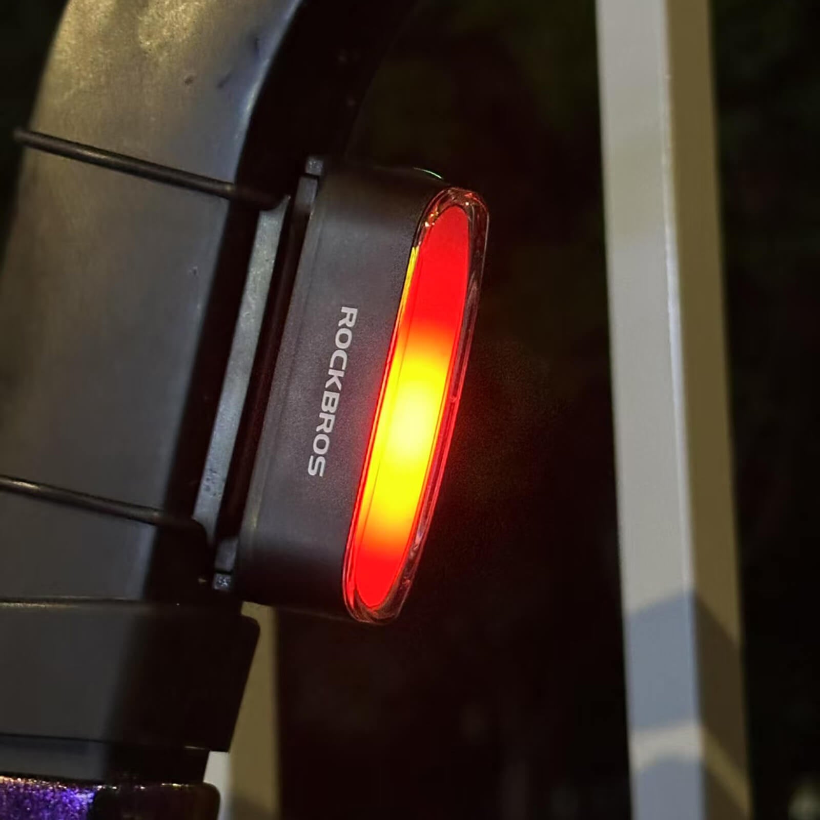 rockbros magnetic smart rear light on seatpost, usb-rechargeable with brake sensor and ipx6 waterproof glow