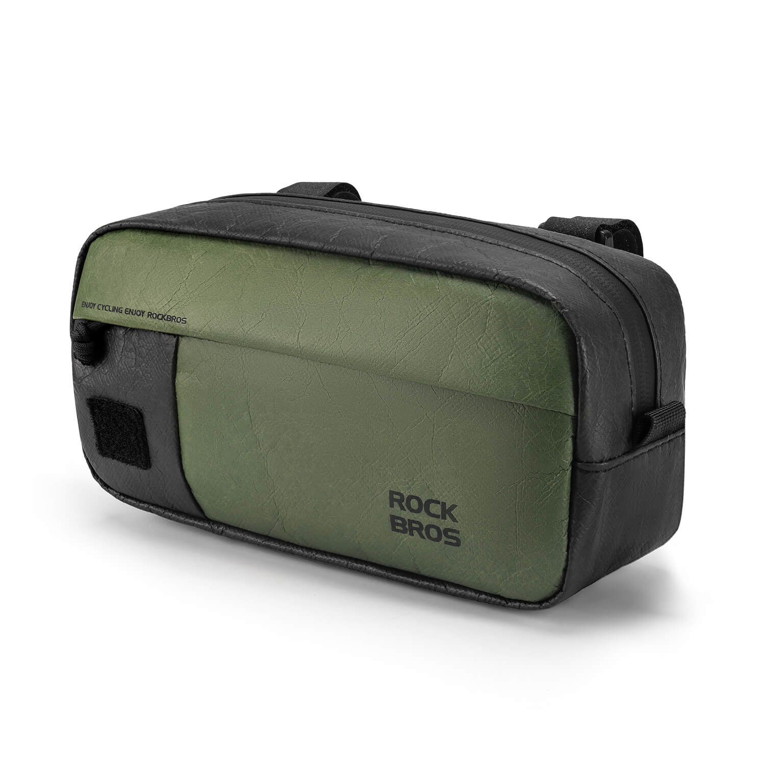 rockbros tyvek handlebar bag with adjustable shoulder strap, reflective logo and zip pockets